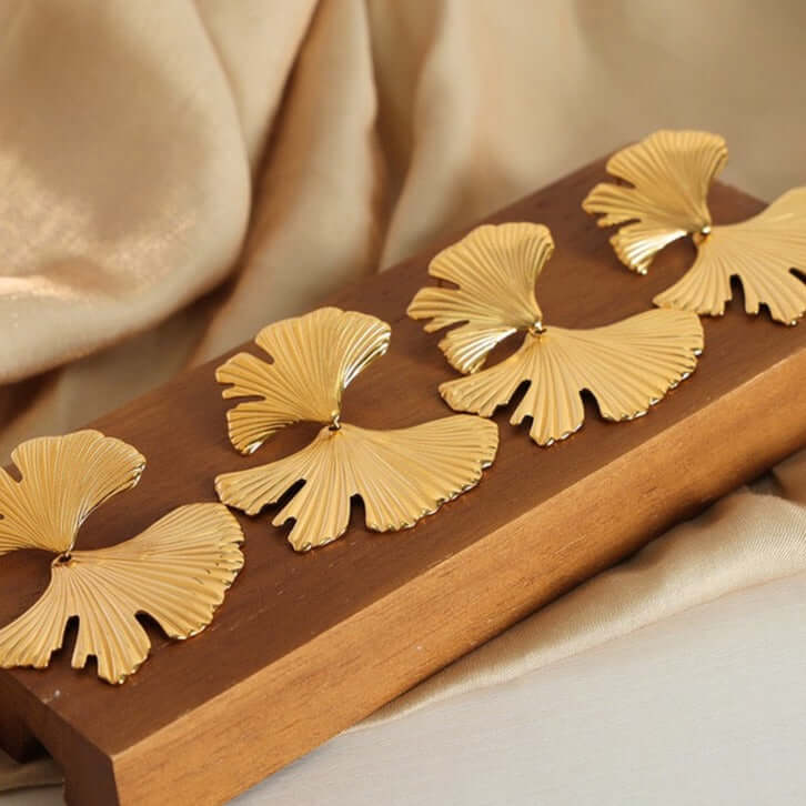 Ginkgo Leaf Vine Stud Earrings in Gold and Silver | Elegant Botanical Jewelry for Women | Perfect for Everyday Wear, Office, and Special Occasions