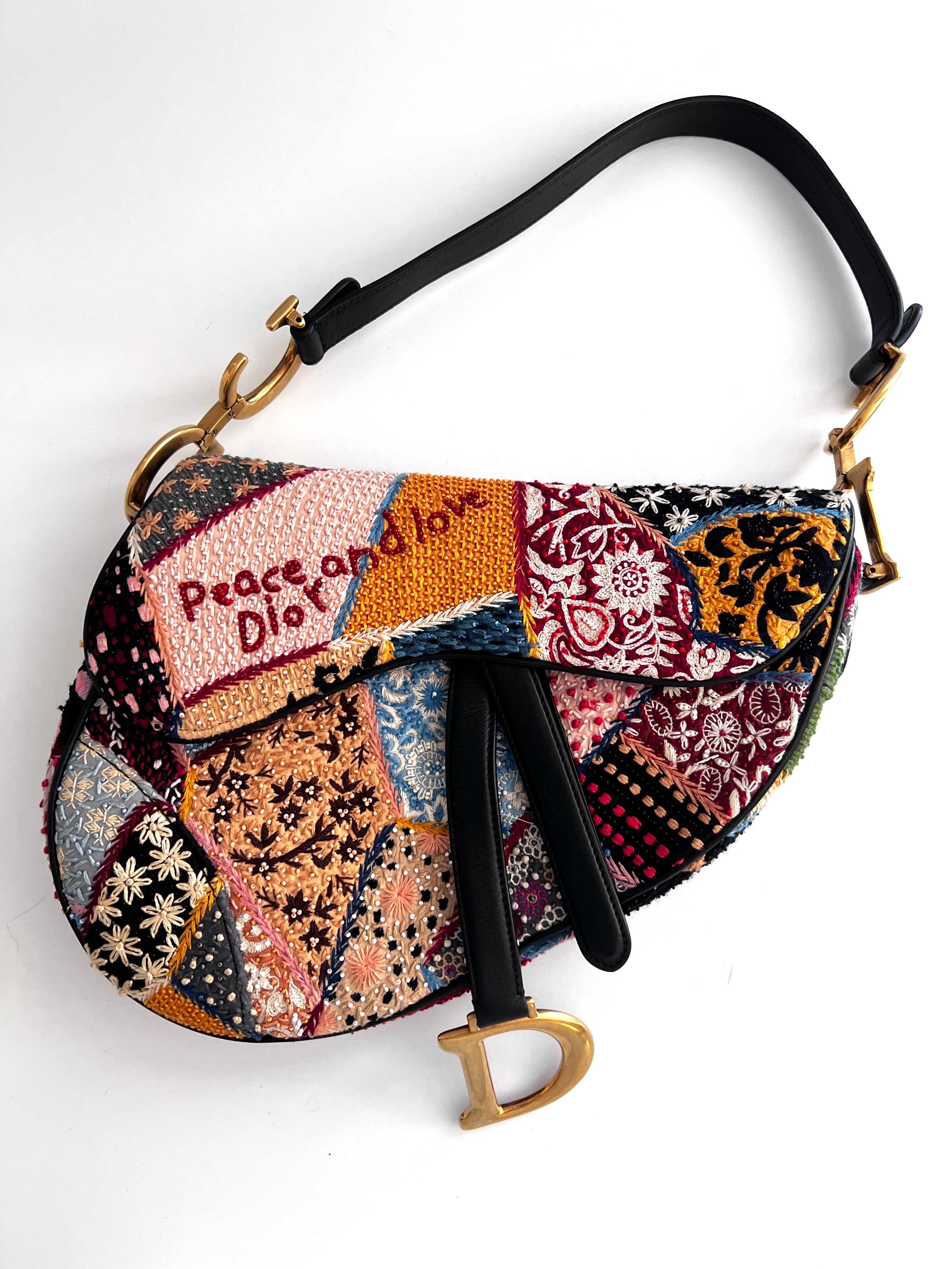 Dior Love & Peace Beaded Saddle Bag 2018 Collection - Luxury Crossbody Purse for Women, Perfect for Parties, Weddings & Special Occasions