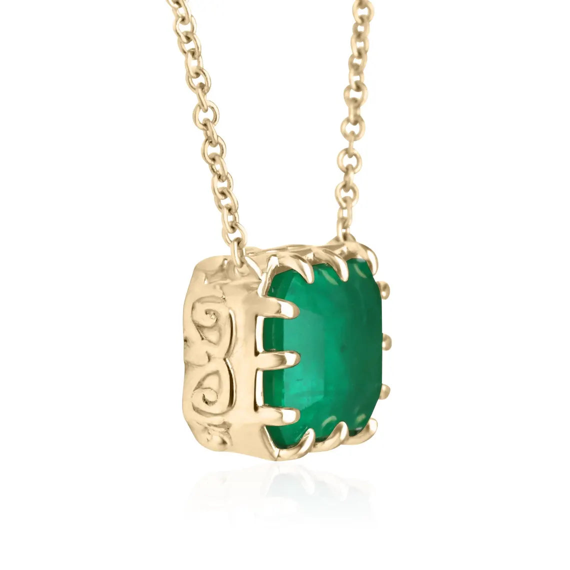 8.52ct Natural Emerald Cut Colombian Emerald Vintage Pendant Necklace - 18K Gold Plated Jewelry for Women, Gift for Mom, Anniversary, Birthday, Wedding