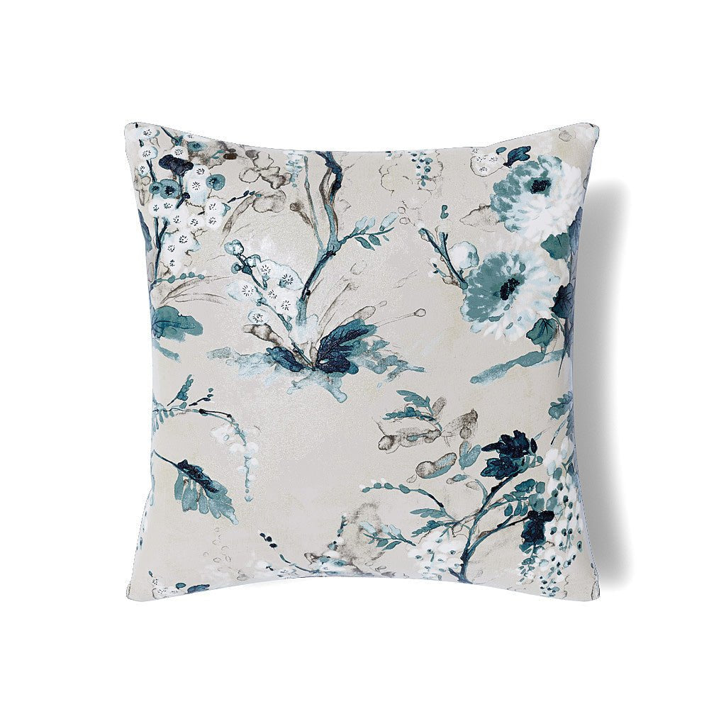 Jardin Fleur Silver Pillow - Elegant Floral Decorative Throw Pillow for Sofa, Bed & Home Decor - Perfect for Living Room, Bedroom & Gift Giving