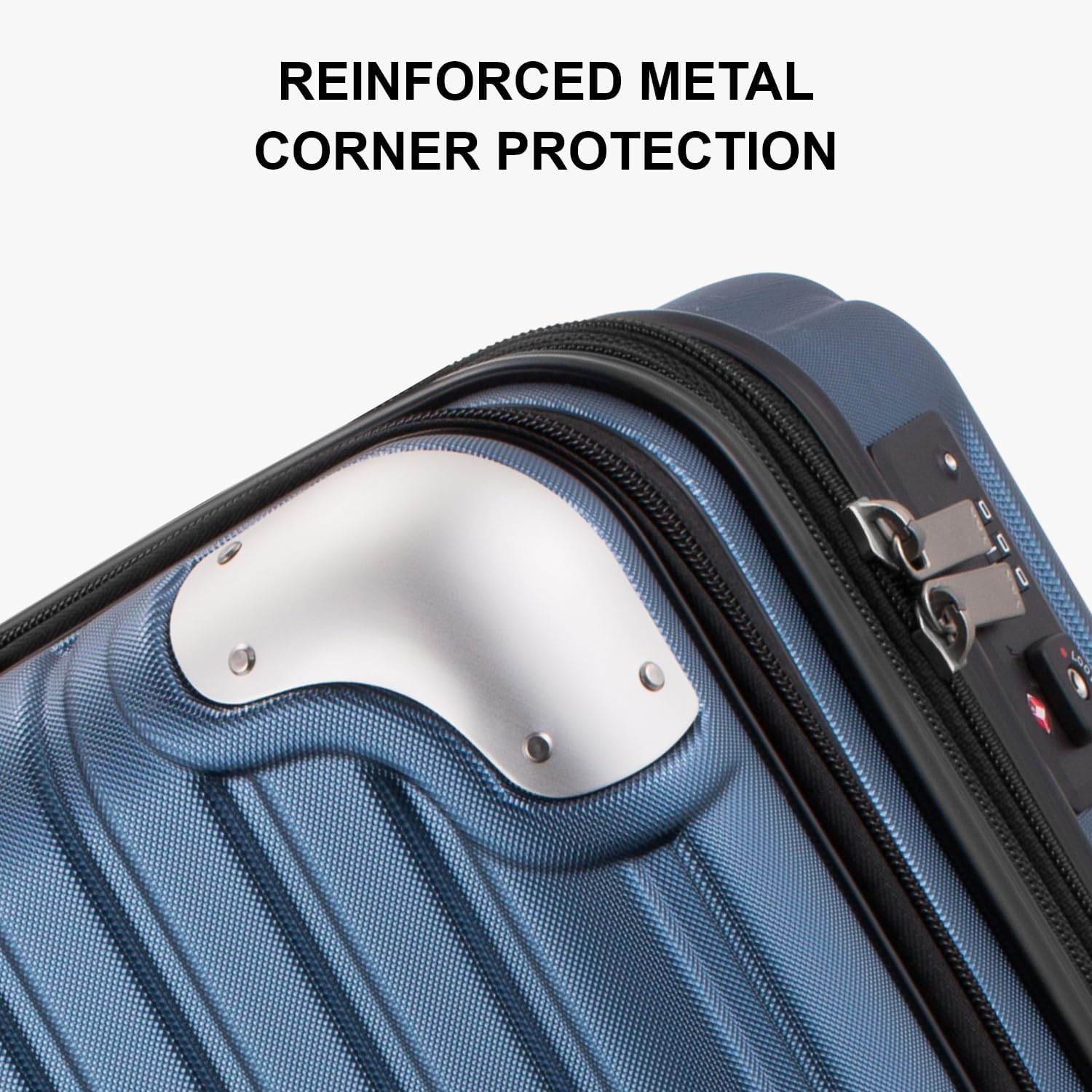 LEVEL8 Grace 20 Inch Expandable Hardside Carry On Luggage - Airline Approved ABS+PC Suitcase with 360° Spinner Wheels & TSA Lock - Lightweight Blue Cabin Bag for Business Travel & Weekend Getaways