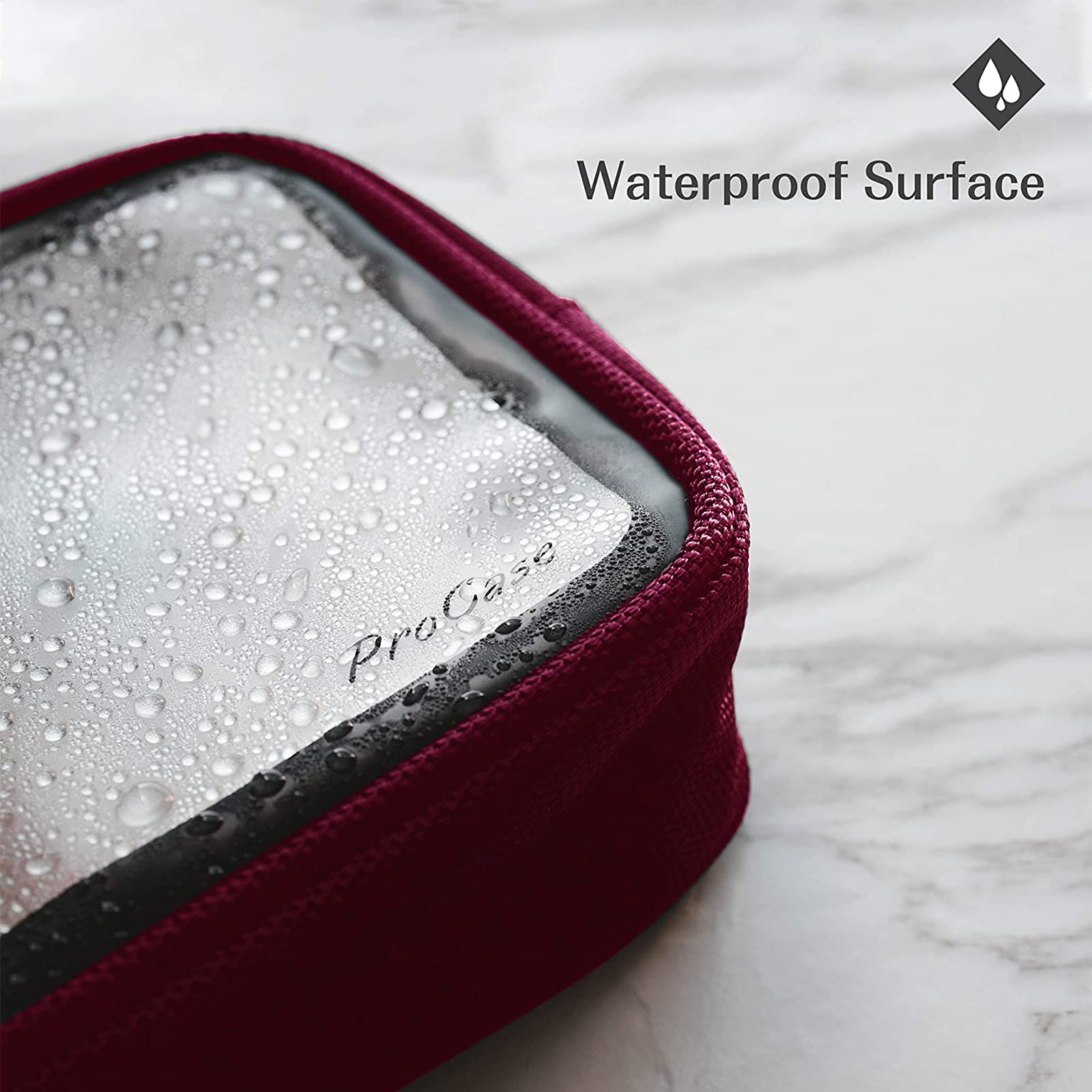 ProCase TSA Approved Clear Toiletry Bag for Travel - Matte Red Travel Organizer Pouch for Liquids, Creams & Cosmetics | Airline Compliant Carry-On Storage | Perfect for Airport Security Checkpoints & Weekend Getaways