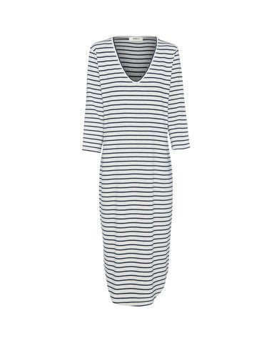 Arc Hem Dress in Chalk Marle & Ink - Elegant Flowy Midi Dress for Casual Outings, Date Nights & Special Occasions