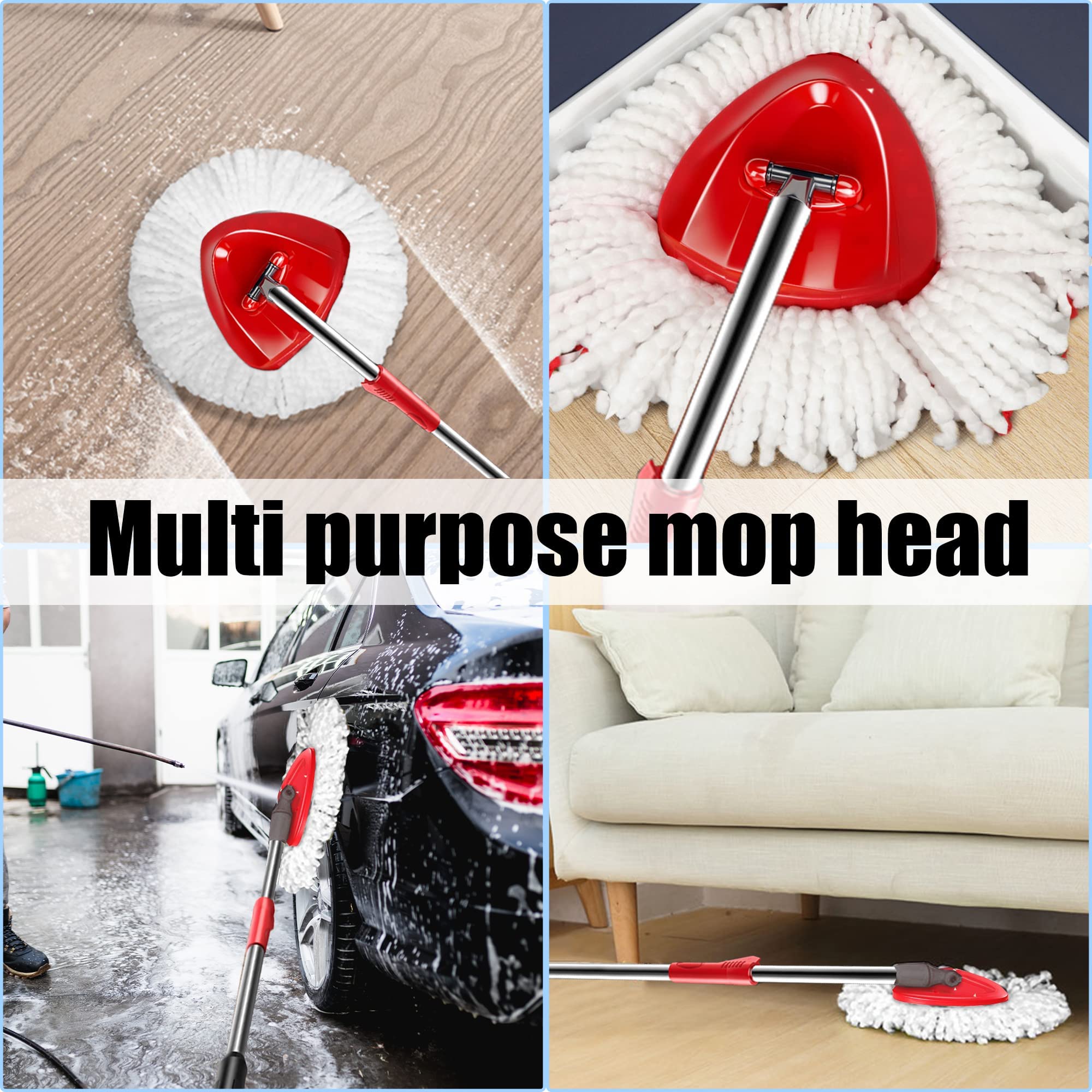 10-Pack Microfiber Mop Head Refills for O-Cedar EasyWring Spin Mop - Super Absorbent Replacement Pads for Easy Floor Cleaning - Perfect for Kitchen, Bathroom & Hardwood Floors