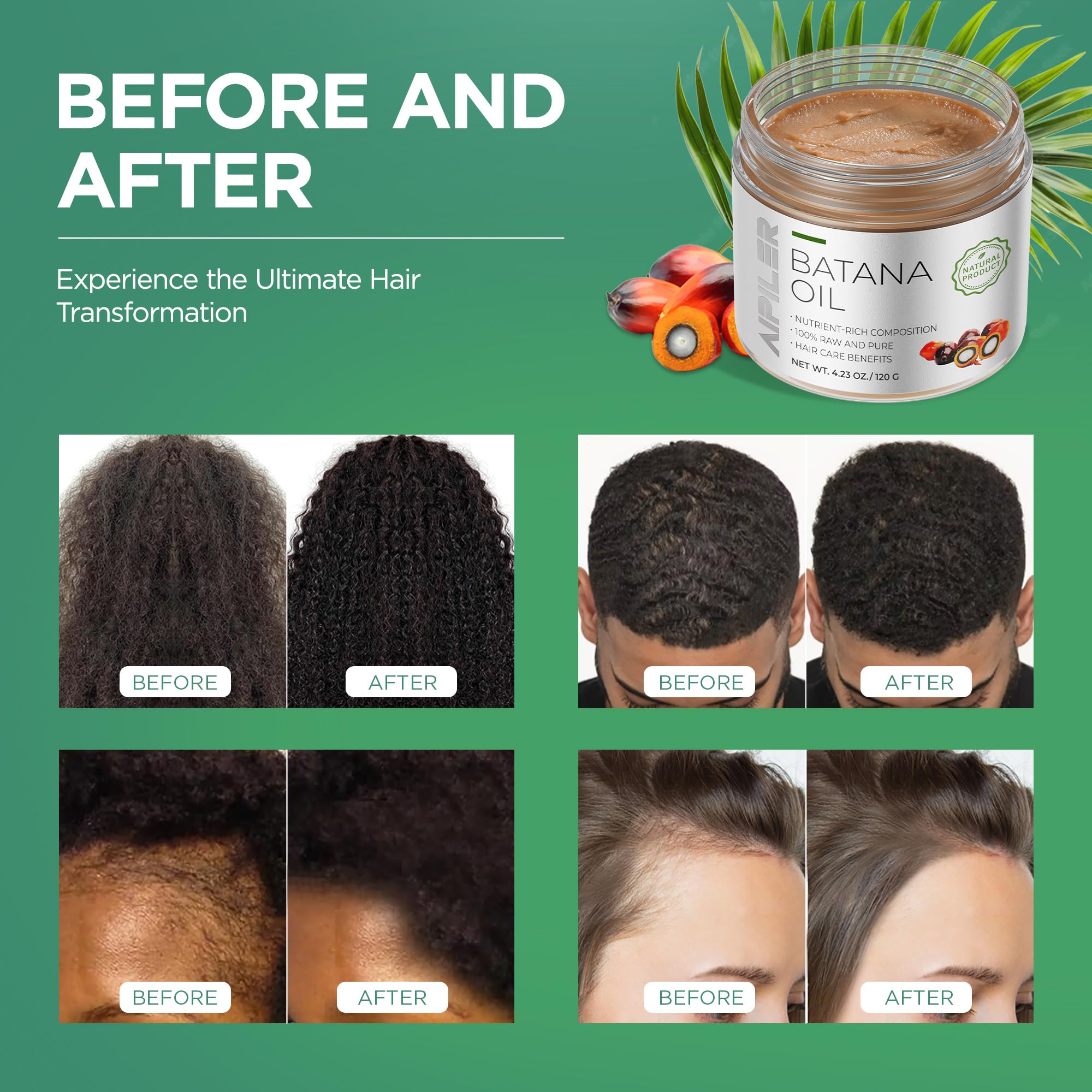 100% Pure Raw Batana Oil from Honduras - Unrefined Hair Growth Treatment for Men & Women | Promotes Thicker, Healthier Hair | 4.23 oz | Ideal for Daily Scalp Massage & Natural Hair Care Routine