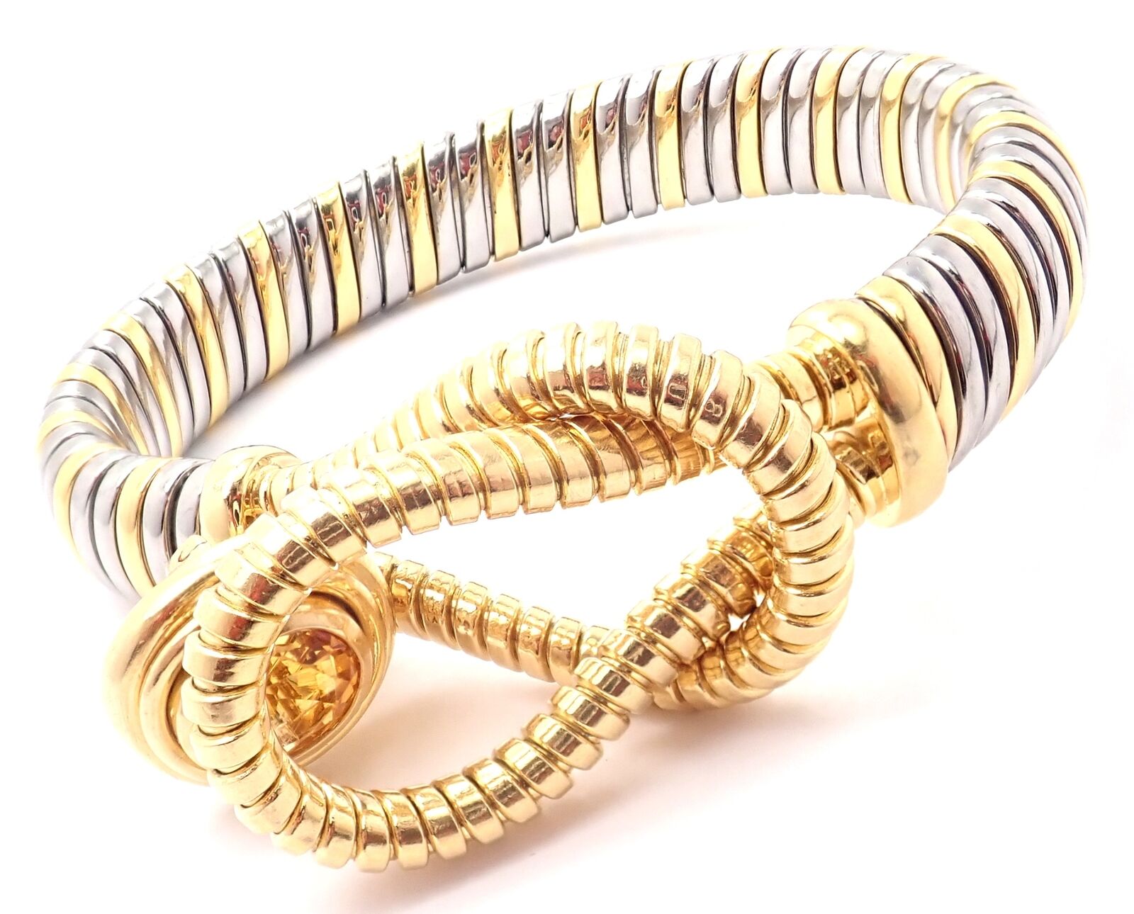 Authentic Cartier Hercules Knot 18K Yellow Gold & Stainless Steel Citrine Bracelet for Women | Luxury Jewelry Gift for Anniversary, Birthday & Special Occasions