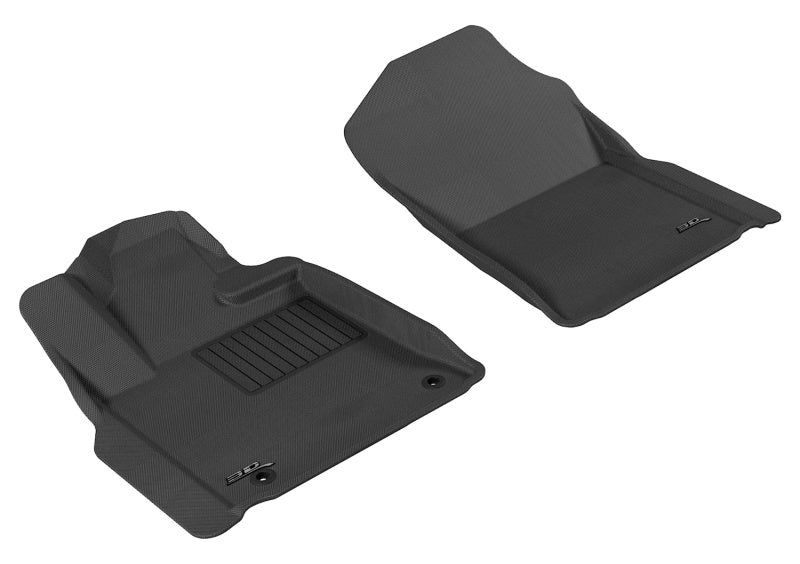 3D MAXpider Custom Fit All-Weather Floor Mats for 2012-2020 Toyota Tundra & Sequoia (Regular/Double/Crewmax) - Kagu Series 1st Row Black Car Mats - Perfect for Off-Roading, Daily Commuting and Family Road Trips