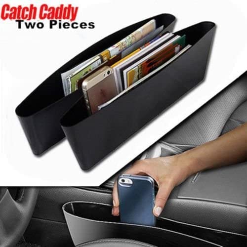 2-Pack Black Car Seat Gap Organizer - Universal Phone Holder & Storage Box for Auto Accessories - Perfect for Keys, Wallets & Small Items in Sedans, SUVs & Trucks