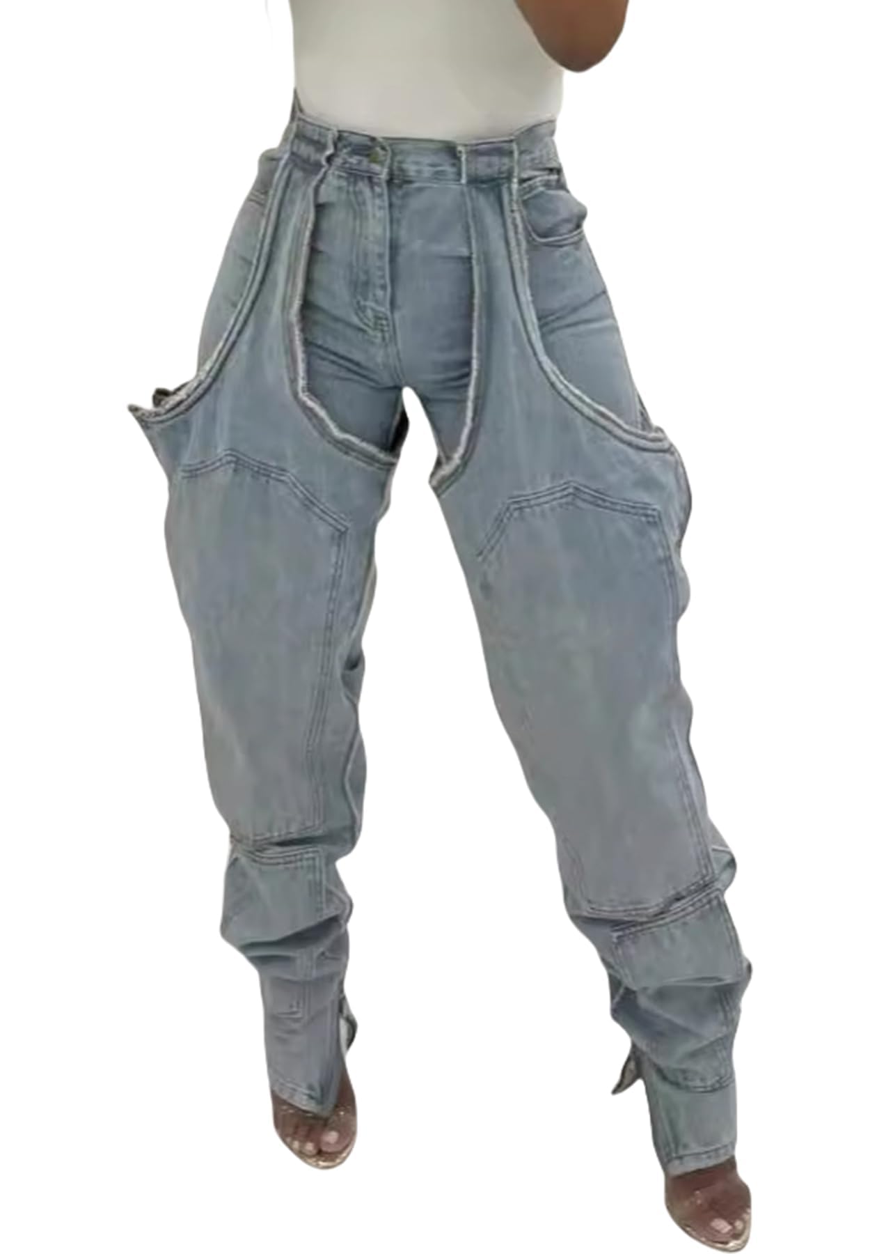 YOOTIKO Women's Baggy Jeans - Y2K High Waisted Wide Leg Boyfriend Jeans with Patchwork & Ripped Details | Streetwear Fashion for Casual Outfits, Parties & Everyday Wear