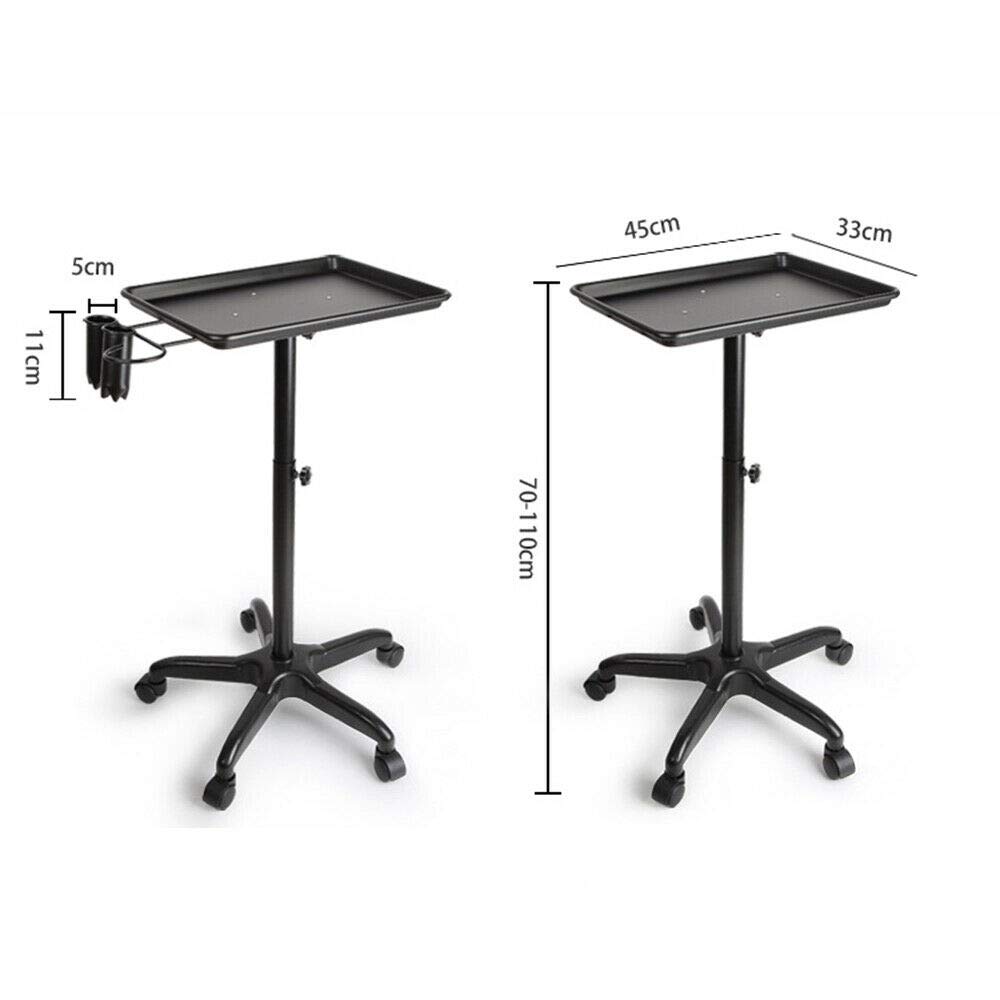 Black & Silver Aluminum Rolling Salon Tray with Wheels - Professional Beauty Spa Instrument Trolley for Tattoo, Nail & Hair Styling Stations - Perfect for Salon Organization & Mobile Service Carts