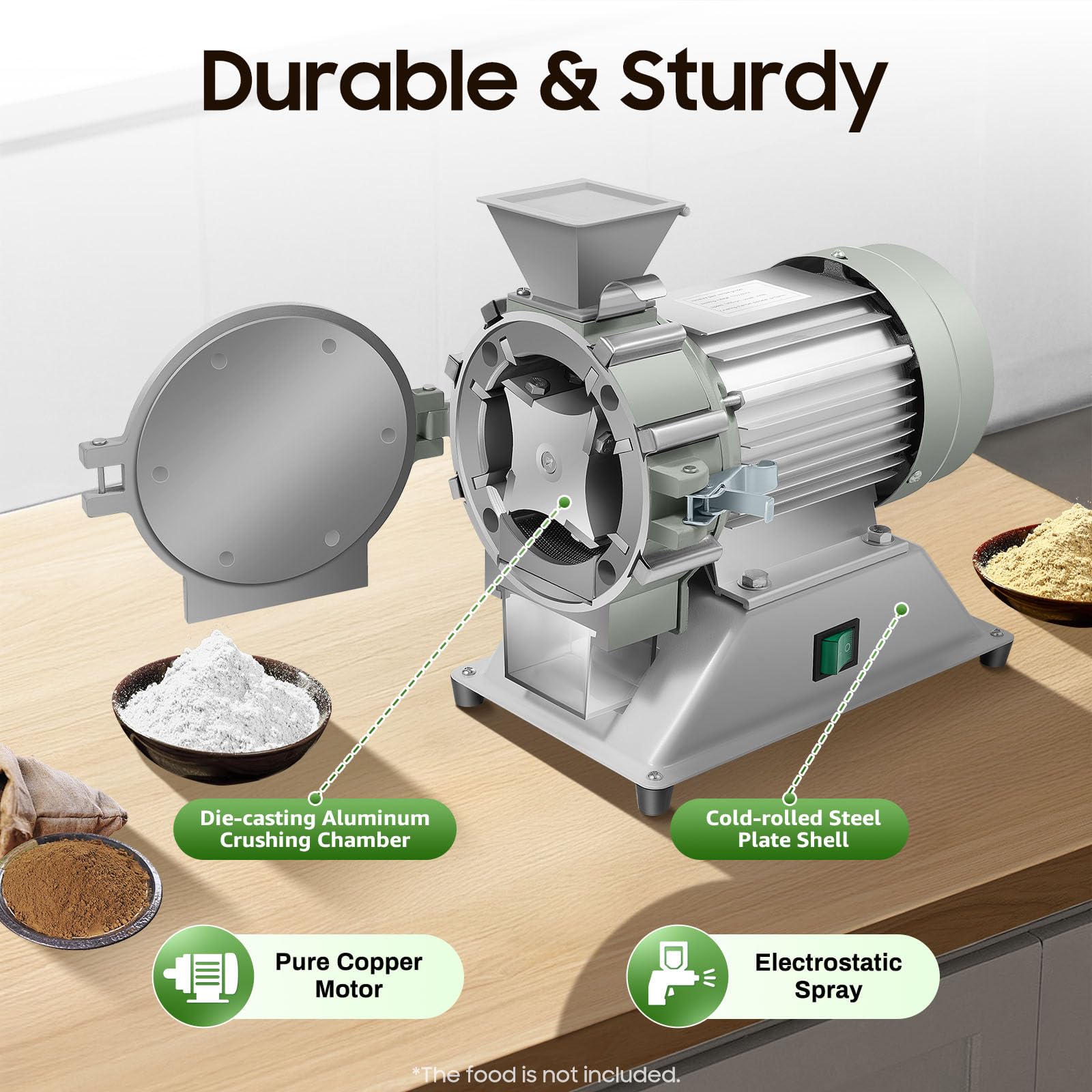 110V 1400RPM Electric Herb Grinder - 80-120 Mesh Micro Mill Plant Machine for Soil, Spices & Herbs | Perfect for Gardening, Cooking & Herbal Medicine Preparation
