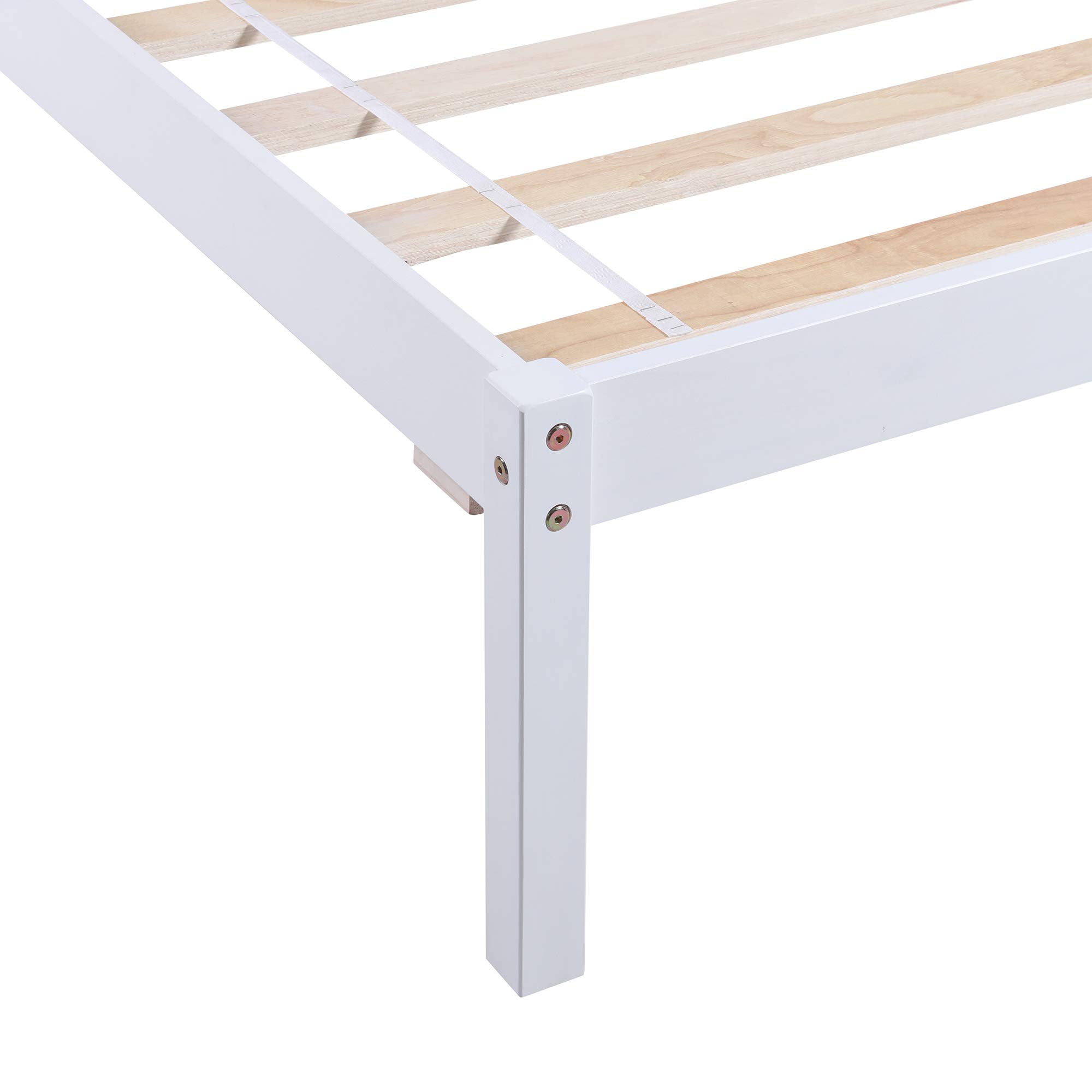 Solid Wood Twin Size Platform Bed Frame with Headboard - No Box Spring Needed - White Finish - Perfect for Small Bedrooms, Guest Rooms & Kids' Rooms