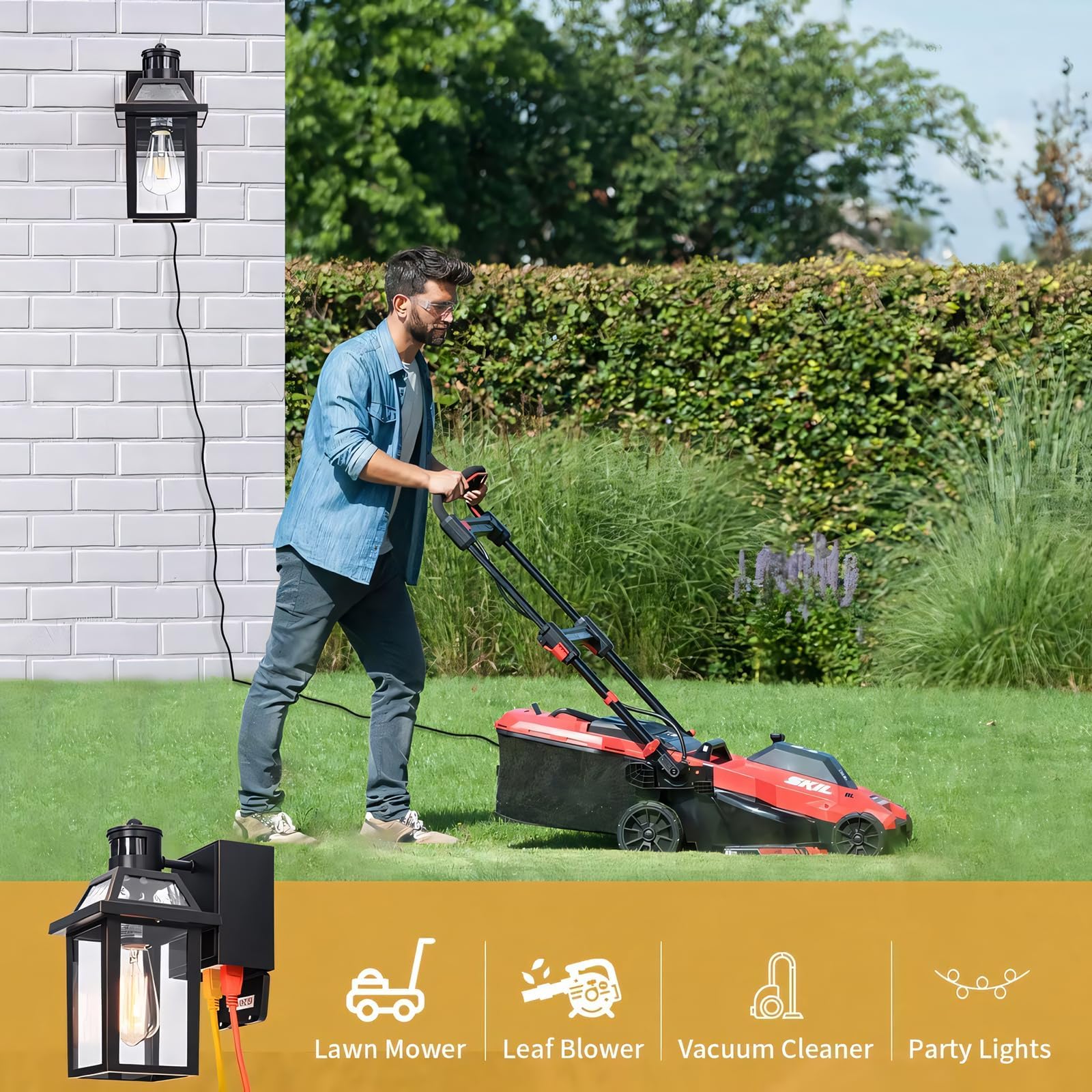 Waterproof Porch Lights with GFCI Outlet - Dusk to Dawn Outdoor Lighting Fixture with 3 Modes for Front Door, Patio & Garage | Energy-Efficient Exterior House Lights for Safety & Ambiance