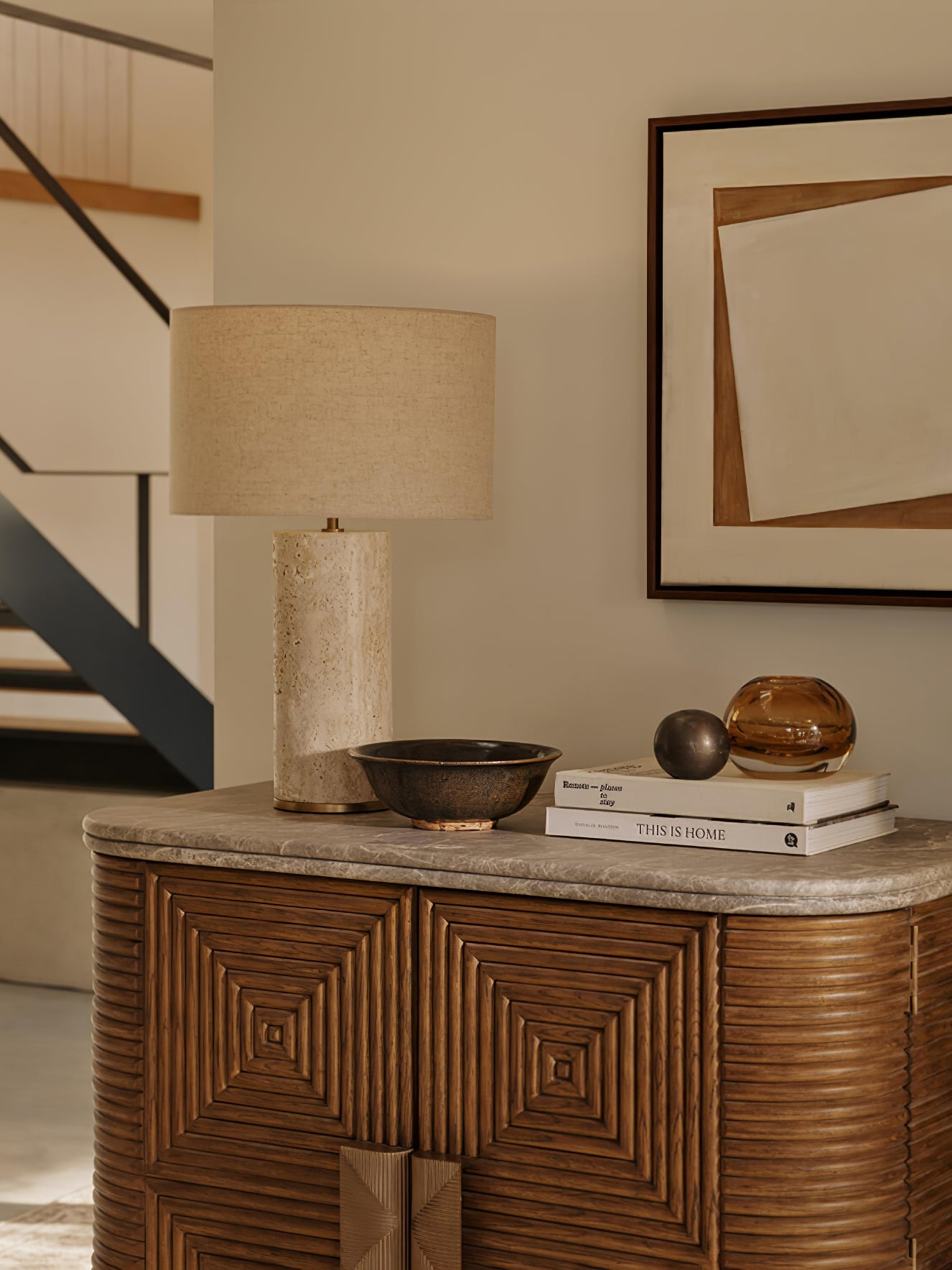 Aria Stone Table Lamp - Elegant Handcrafted Natural Stone Lamp for Bedroom, Living Room, or Office Decor | Perfect for Ambient Lighting and Home Styling
