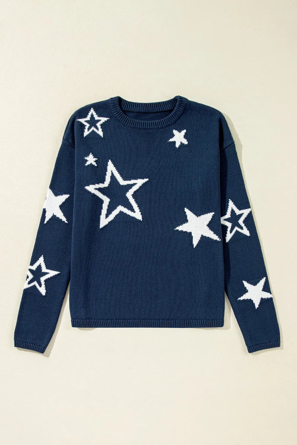 Stylish Star Print Round Neck Long Sleeve Sweater for Women | Cozy Winter Pullover | Perfect for Casual Outfits, Office Wear & Holiday Parties
