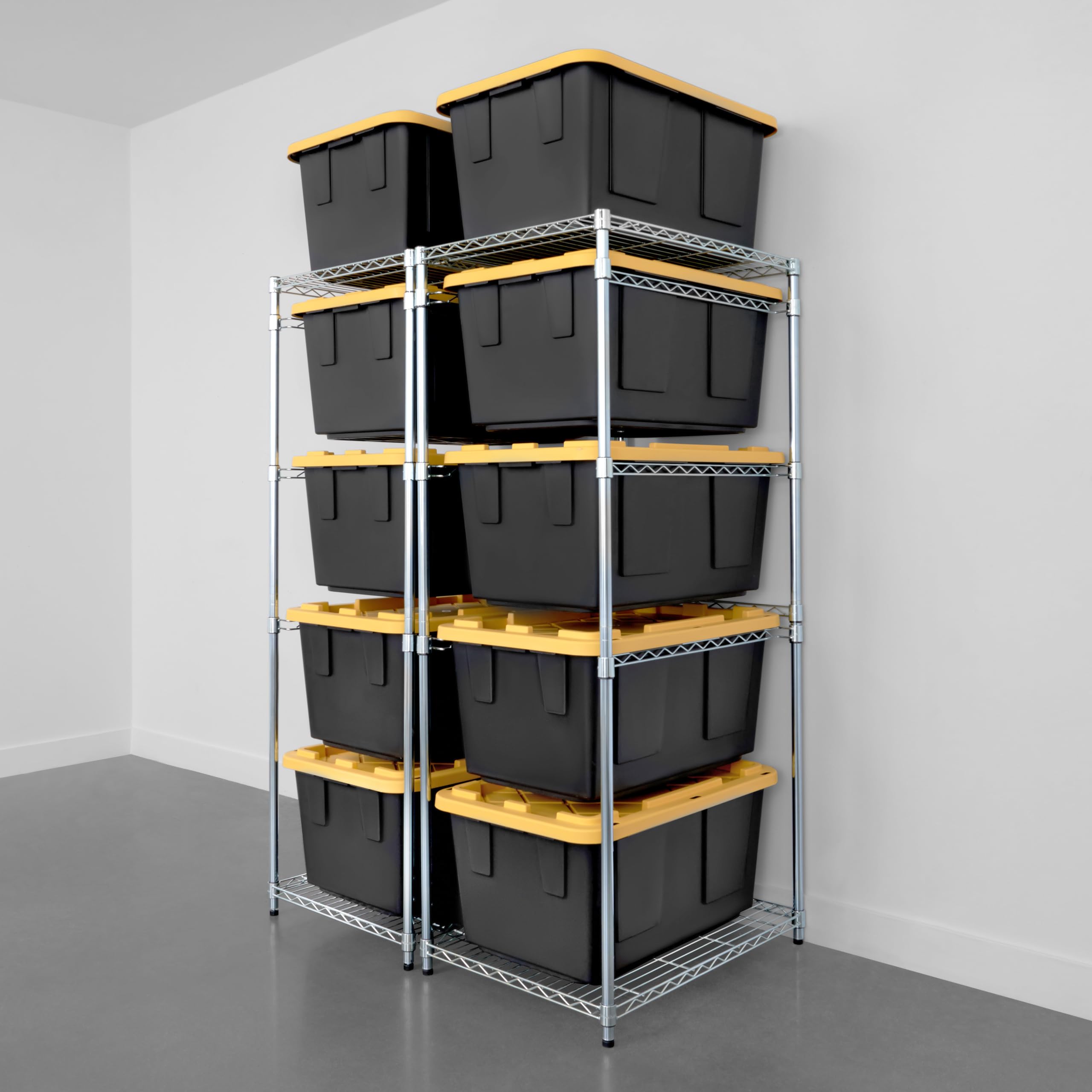 SafeRacks 2 Pack 5-Tier Steel Tote Rack - Heavy Duty Space Saving Storage Shelf for Garage, Pantry & Kitchen | NSF Certified | 31