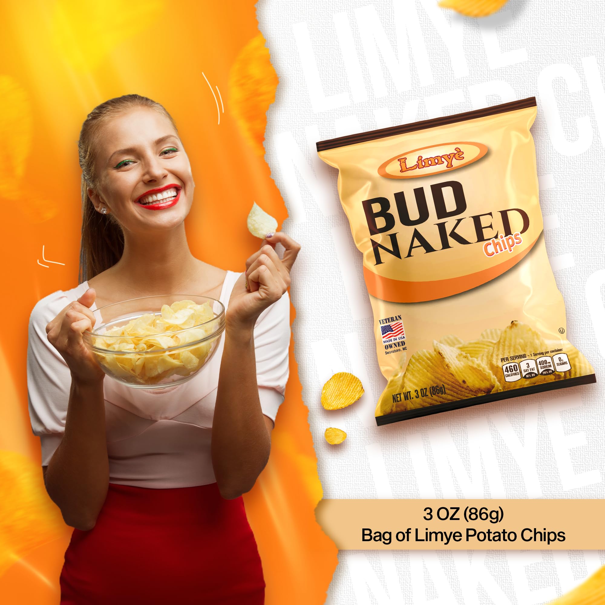 Limye’ Bud Naked Potato Chips - Healthy Kosher Certified Snacks Variety Pack (24 Pack) | Salted, Vegan, Gluten-Free, No Artificial Flavors | Perfect for Lunchboxes, Parties & On-the-Go Snacking