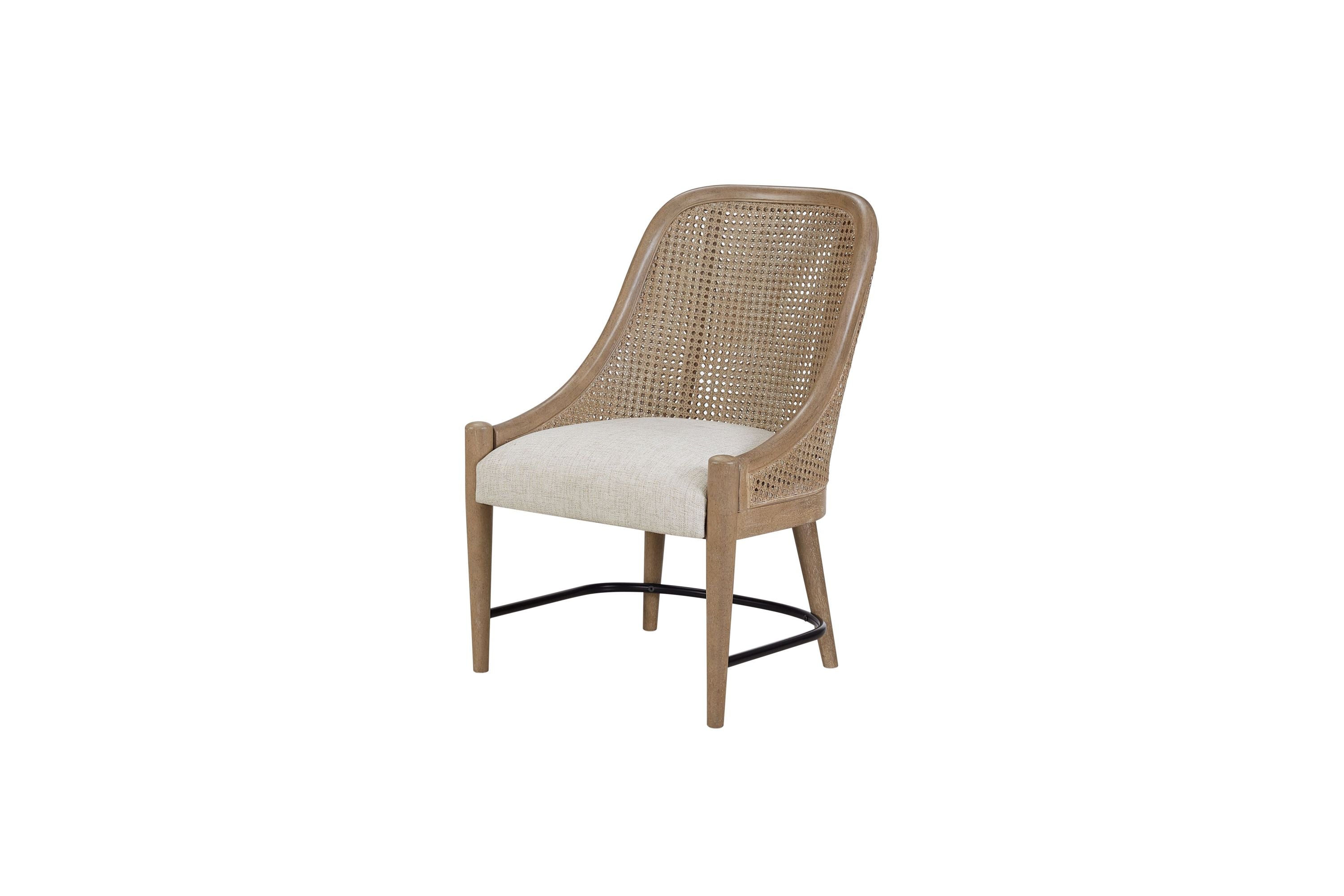 Sand-Colored Cane Backed Host Chairs Set of 2 - Elegant Dining Room Seating for Entertaining Guests