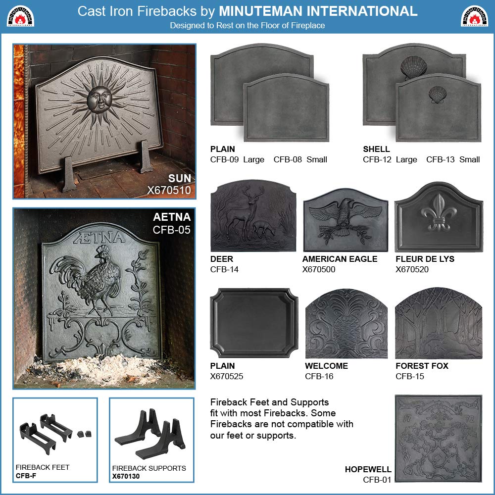 Black Deer Cast Iron Fireback - Decorative and Functional Fireplace Accessory for Home, Cabin, and Outdoor Fire Pits