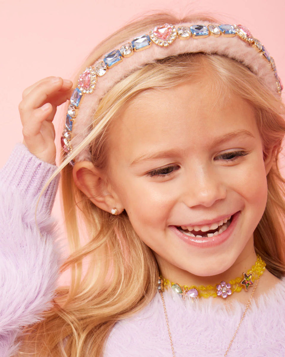 Sparkly Rhinestone Headband for Women - Elegant Hair Accessory for Parties, Weddings & Special Events | Cotton Candy Pink