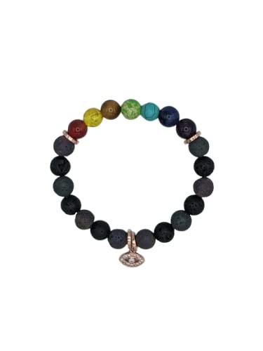 Rose Gold Stretch Evil Eye Chakra Bracelet for Women - Adjustable Spiritual Healing Jewelry for Protection & Positive Energy - Perfect for Yoga, Meditation & Everyday Wear