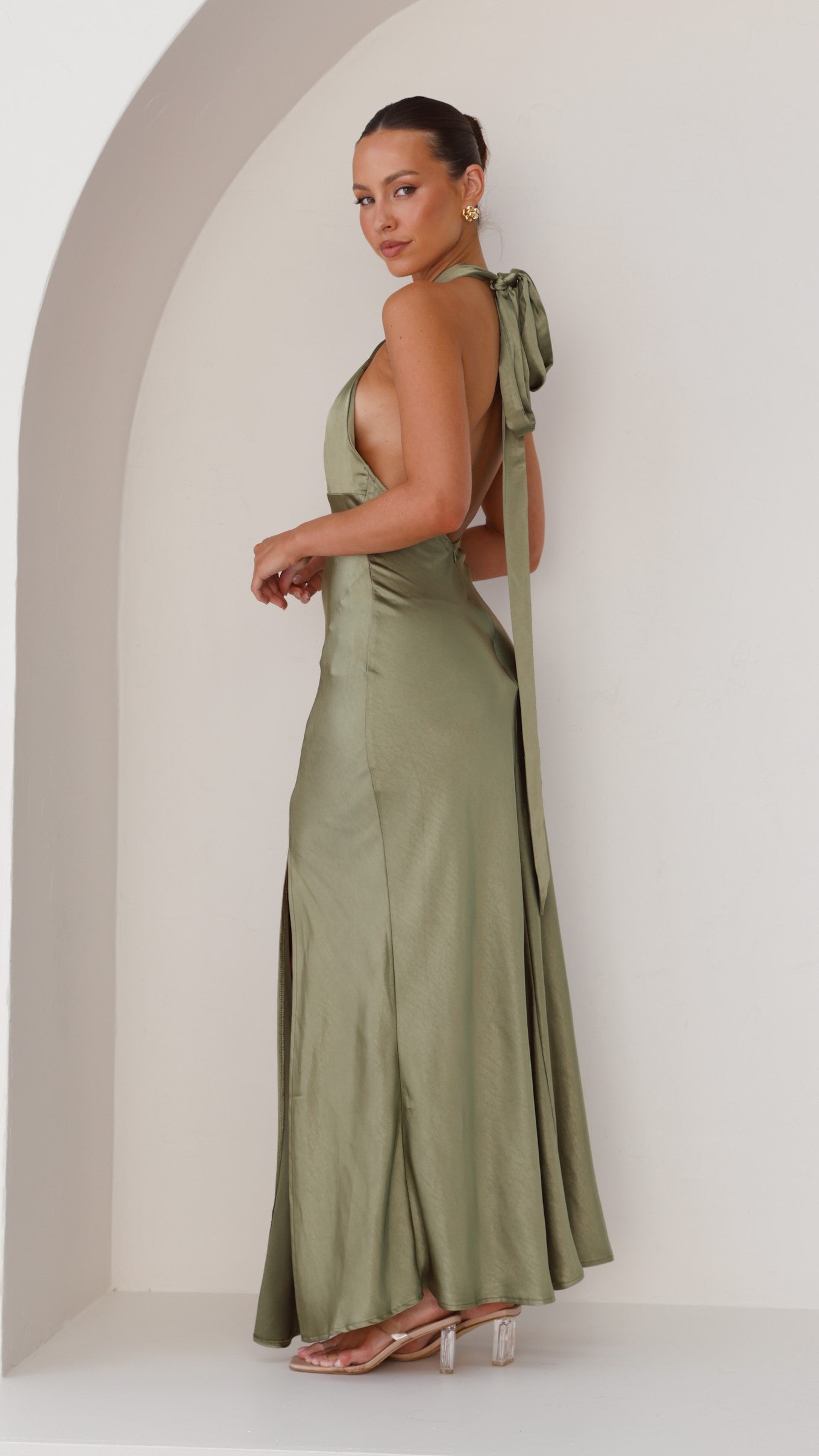 Amalia Maxi Dress for Women - Olive Green Long Flowy Summer Dress - Perfect for Beach Vacations, Weddings & Casual Outings