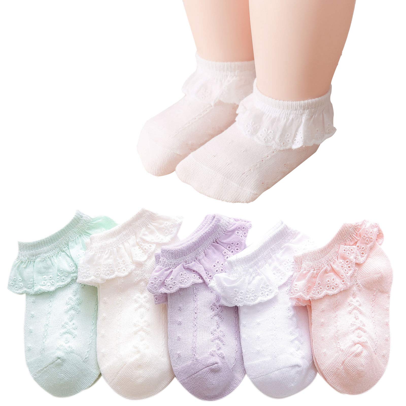 Adorable Baby Girl Lace Socks - Double Eyelet Ruffle Frilly Socks for Newborns & Toddlers (3-Pack) | Perfect for Special Occasions, Photo Shoots & Everyday Wear
