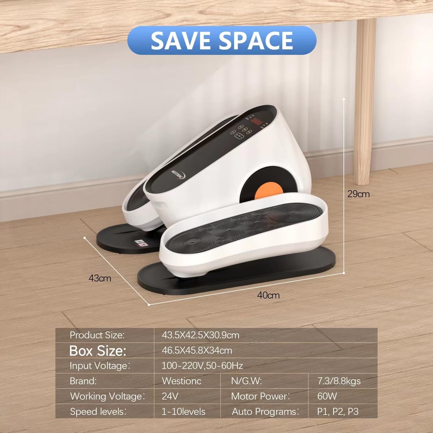 Under Desk Elliptical Machine - Electric Leg Exerciser for Seniors & Adults, Compact Seated Elliptical Trainer for Home/Office Use - Perfect for Work from Home, Watching TV or Rehab Therapy