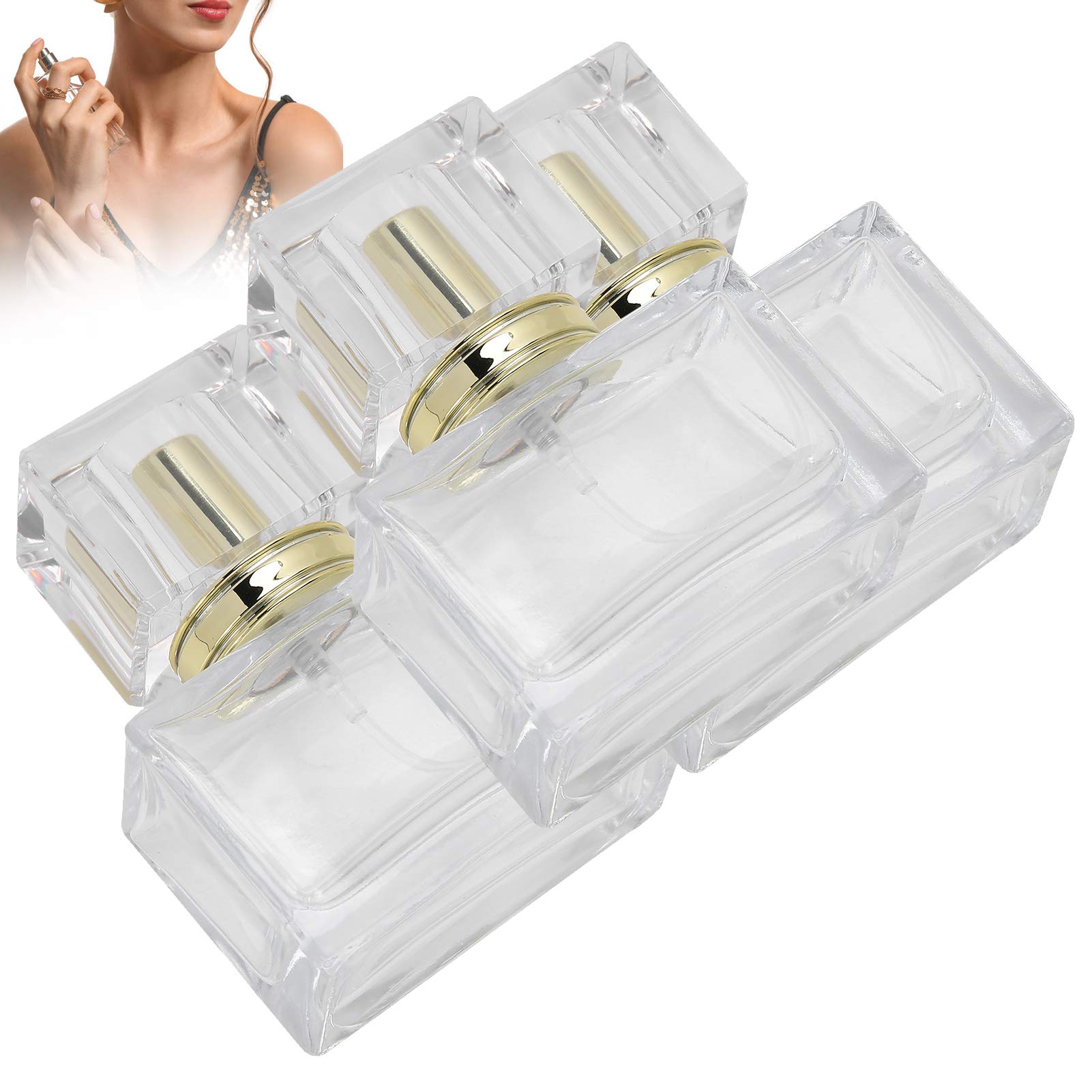 Dioche 3-Pack 30ml Clear Glass Perfume Atomizer Spray Bottles - Refillable Empty Perfume Bottles with Gold Dispenser for Travel, Makeup & Fragrance Storage | Perfect for DIY Essential Oils, Cologne & Cosmetic Liquids