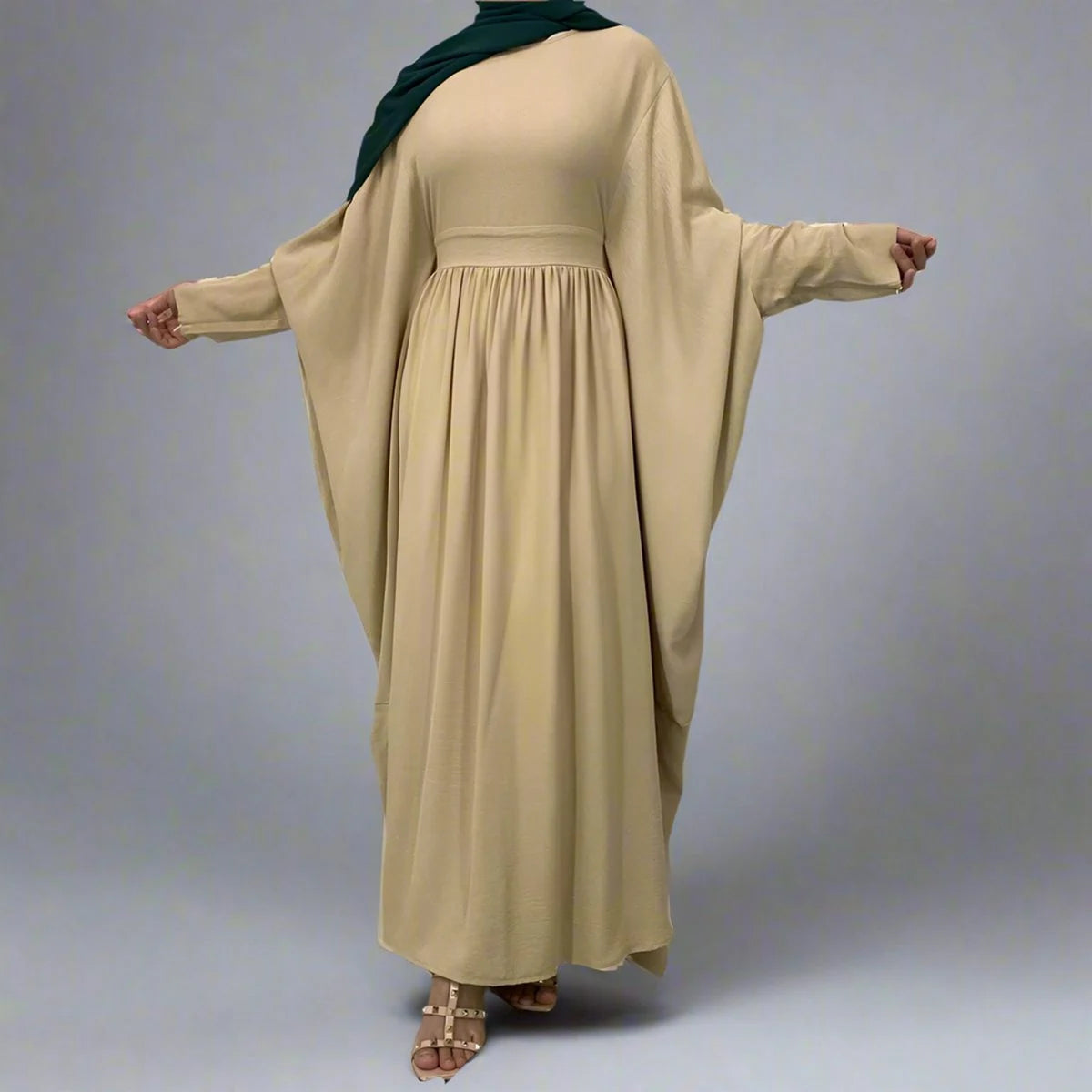 Elegant Pleated Wrinkle-Resistant Abaya Dress #256836 - Perfect for Modest Fashion, Prayer & Special Occasions