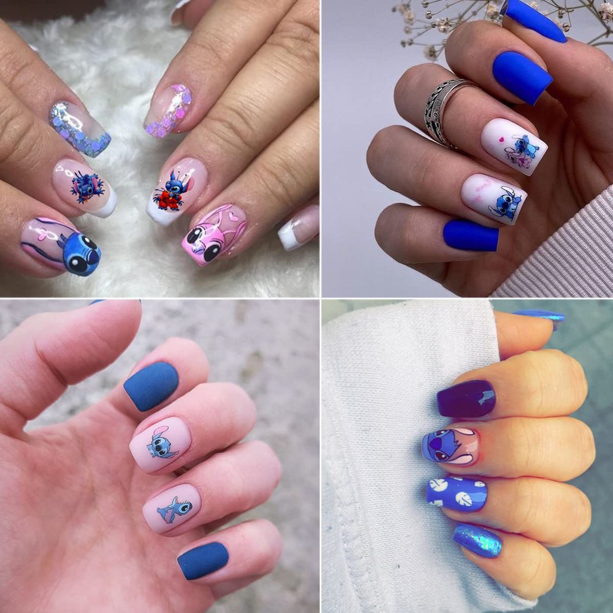 6 Sheets Cute 3D Nail Art Stickers - Self-Adhesive Cartoon Anime Nail Decals for Women & Girls - Kawaii Nail Design Decorations - Perfect for Parties, Gifts & DIY Nail Art