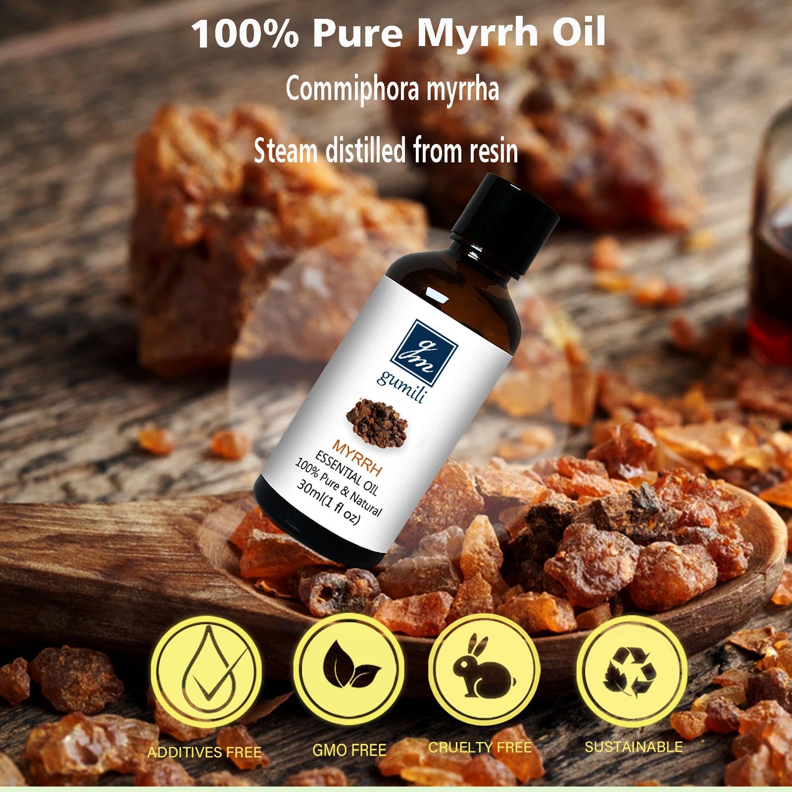 100% Pure Frankincense & Myrrh Essential Oil Set - Undiluted Therapeutic Grade for Skin Care, Hair Growth & Aromatherapy - 1 oz (2 Pack) - Perfect for Diffusers, Massage & DIY Beauty Products