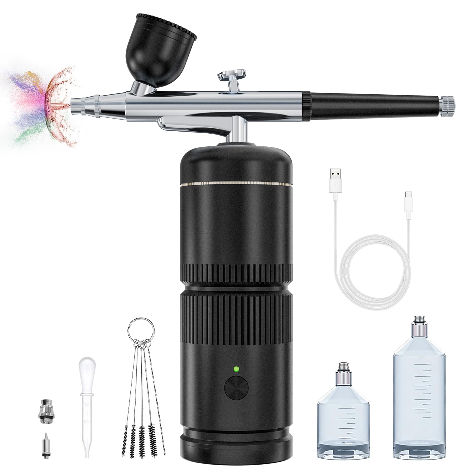 Rexley Rechargeable Wireless Airbrush Kit - Portable Handheld Air Compressor for Nail Art, Barber Styling, Makeup, Model Painting & Cake Decorating | Perfect for Home Salon, Professional Beauty Services & DIY Craft Projects