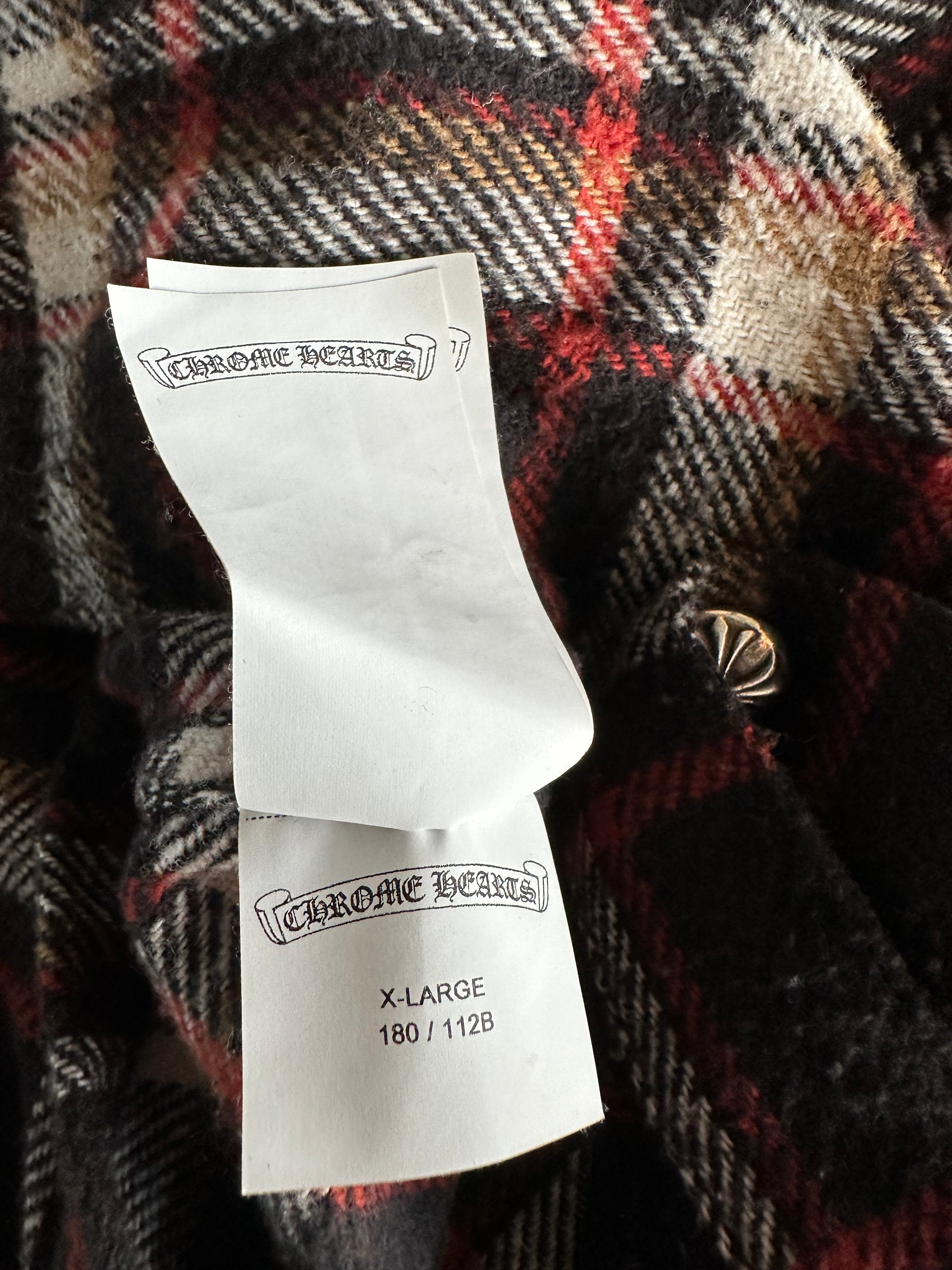 Chrome Hearts Black Plaid Flannel Jacket for Men - Stylish Overshirt with Premium Cotton - Perfect for Casual Wear, Street Fashion & Layering Outfits
