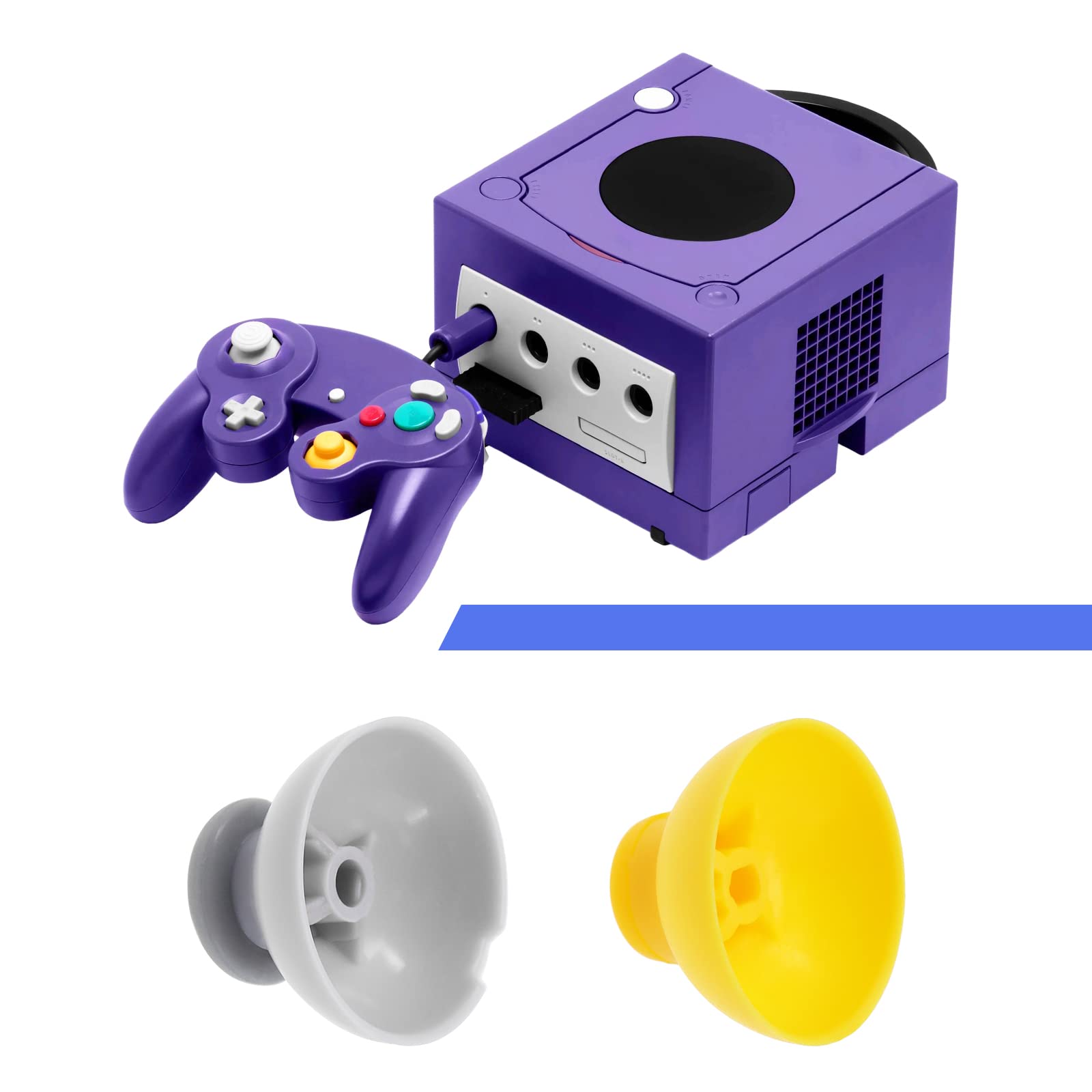 6Pcs Analog Joystick Caps Replacement for Nintendo Gamecube Controller - ABS Yellow & Grey Thumb Grip Covers - Compatible with Gamecube, Wii & Switch - Perfect for Gaming, Retro Play & Controller Repair