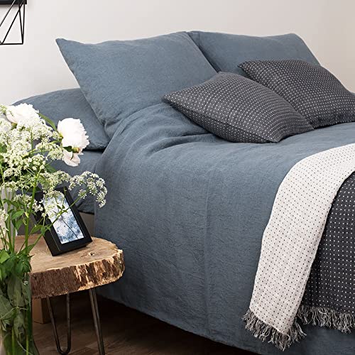 Premium Charcoal Gray Cotton Bedding Set - 3 Piece Washed Cotton Duvet Cover & Pillowcases - Soft Queen Size Bedding Set for Cozy Sleep & Stylish Bedroom Decor