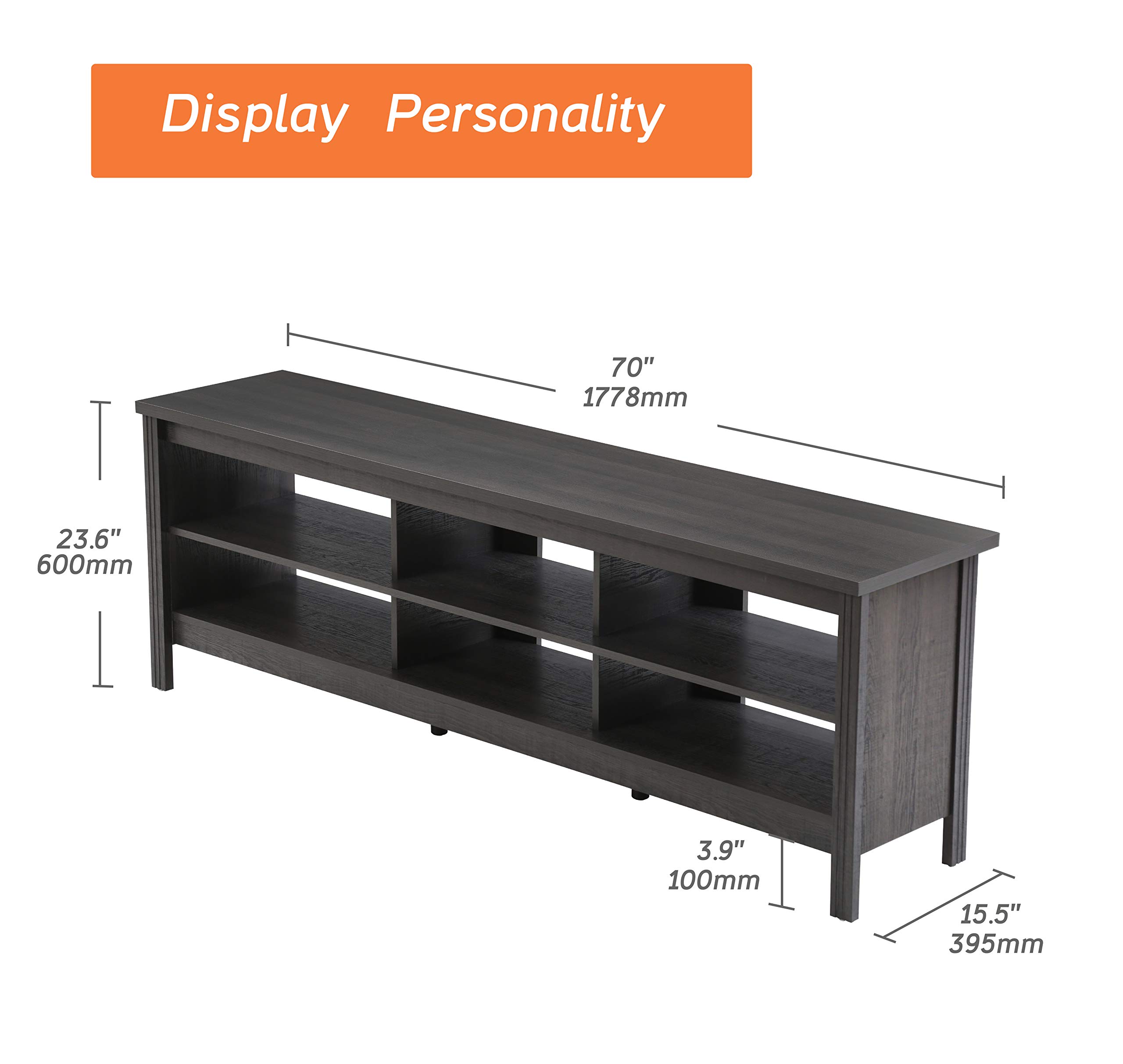 WAMPAT 75 Inch TV Stand with Storage - Modern Wood Media Console for 70-75 Inch TVs, Entertainment Center for Living Room, Bedroom & Office - Black | Perfect for Home Theater Setup & Stylish Storage