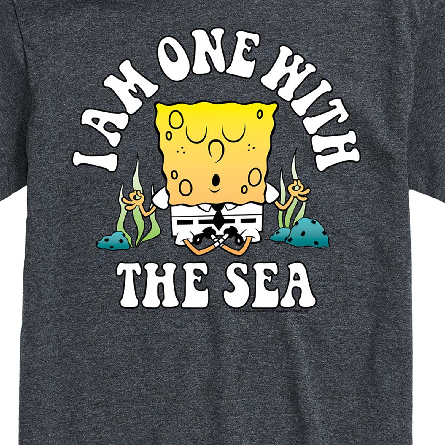 HYBRID APPAREL Spongebob Squarepants 'I'm One with The Sea' Men's Short Sleeve Graphic T-Shirt - Casual Summer Wear, Beach Outfit, Funny Cartoon Tee for Fans