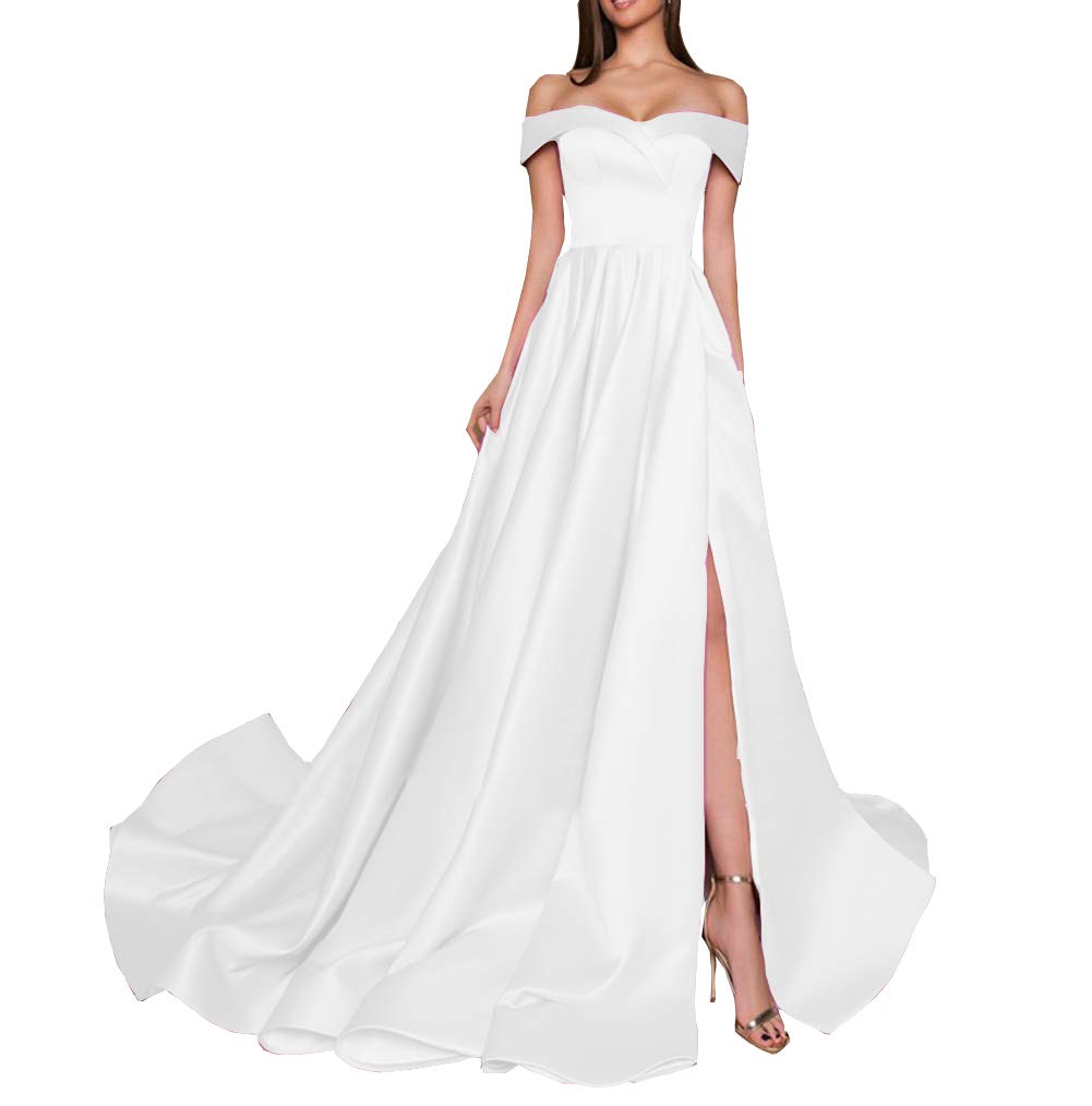 Emanni Women's Sexy Long High Slit Evening Dresses - Off Shoulder Formal Gowns for Prom, Party & Black Tie Events - Perfect for Weddings, Galas & Special Occasions