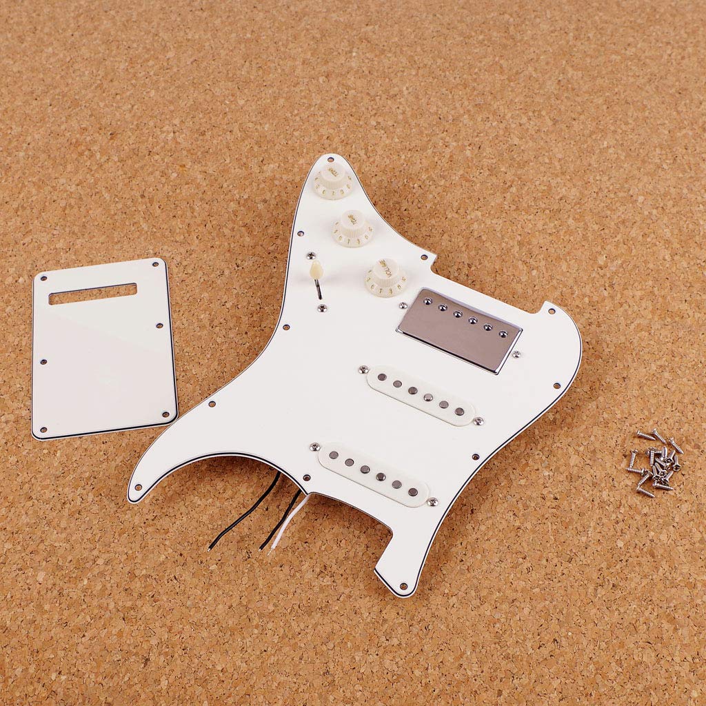 Alnicov Prewired Guitar Pickguard with SSH Dual Rail Humbucker Pickups - White Replacement Pickguard for Strat/ST Electric Guitars | Perfect for Rock, Blues & Studio Recording