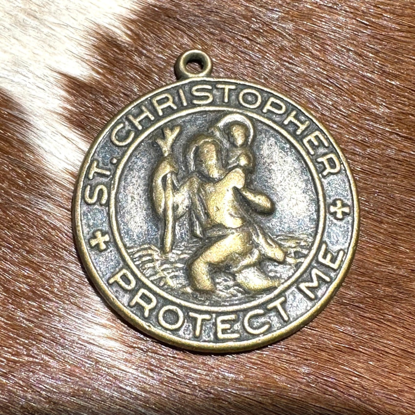 Vintage Brass St. Christopher Pendant Necklace - Timeless Religious Jewelry for Men & Women - Perfect for Travel Protection, Gifts & Everyday Wear