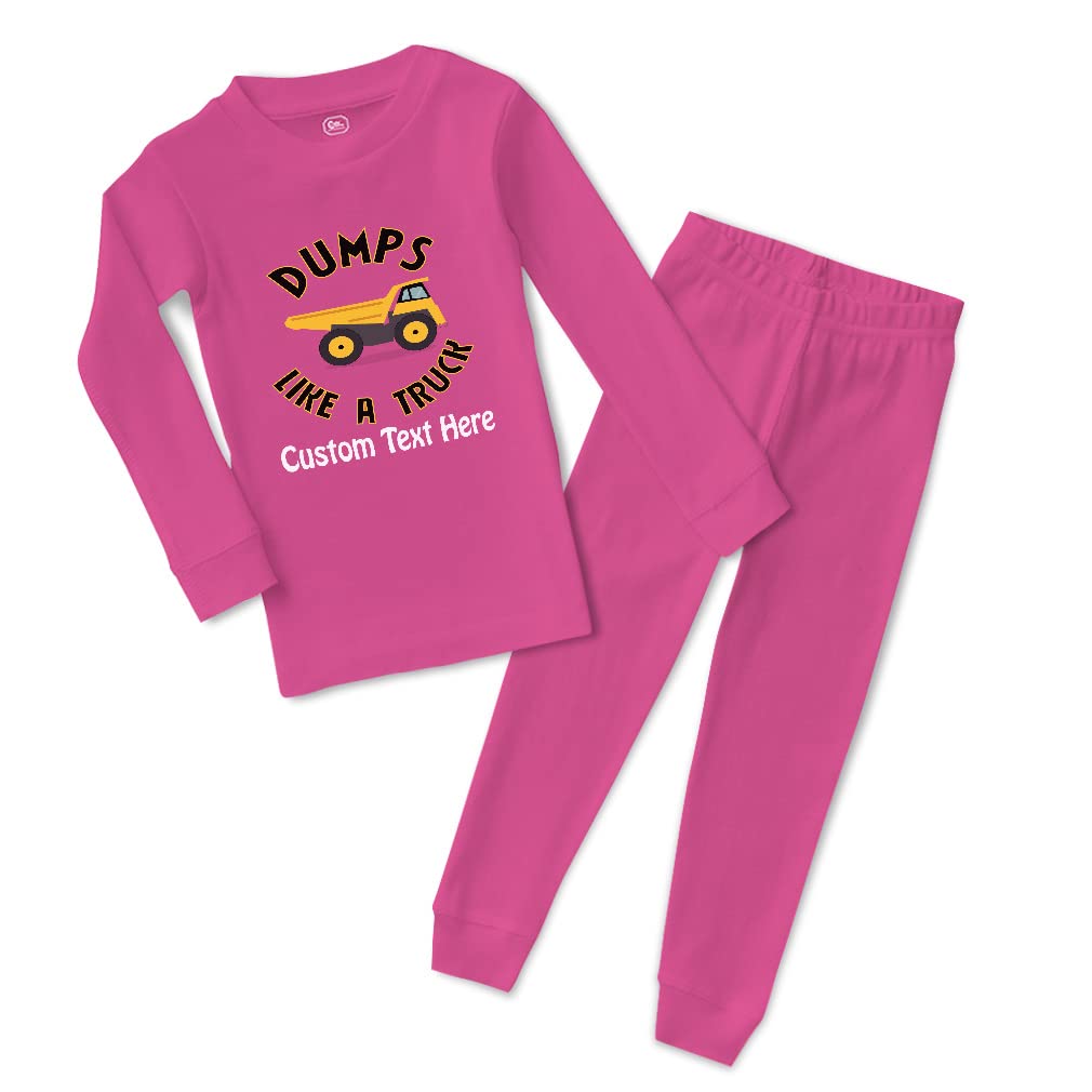 Custom Cotton Toddler Pajamas for Boys & Girls - Dump Truck Print Snug-Fit Sleepwear | Soft Kids PJs for Bedtime & Playtime
