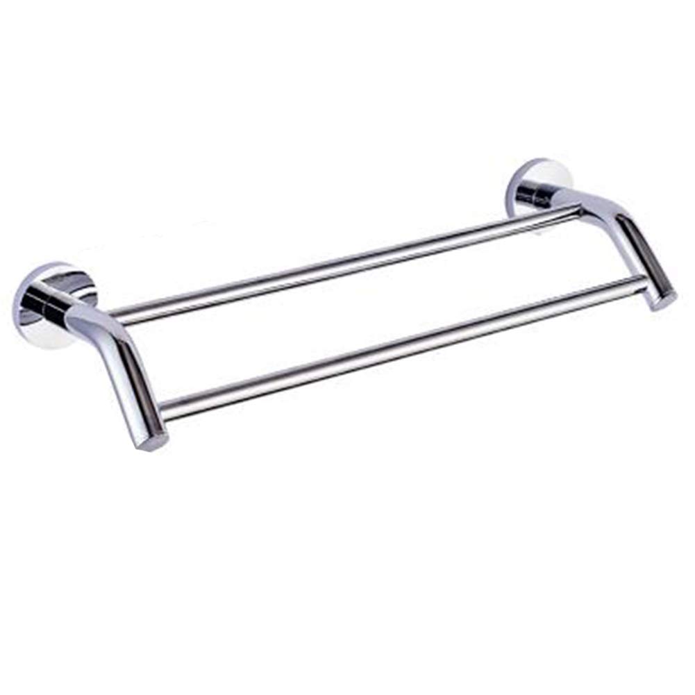 Double Layer Towel Rack - 40cm Wall Mounted Bathroom Organizer for Towels (Silver)