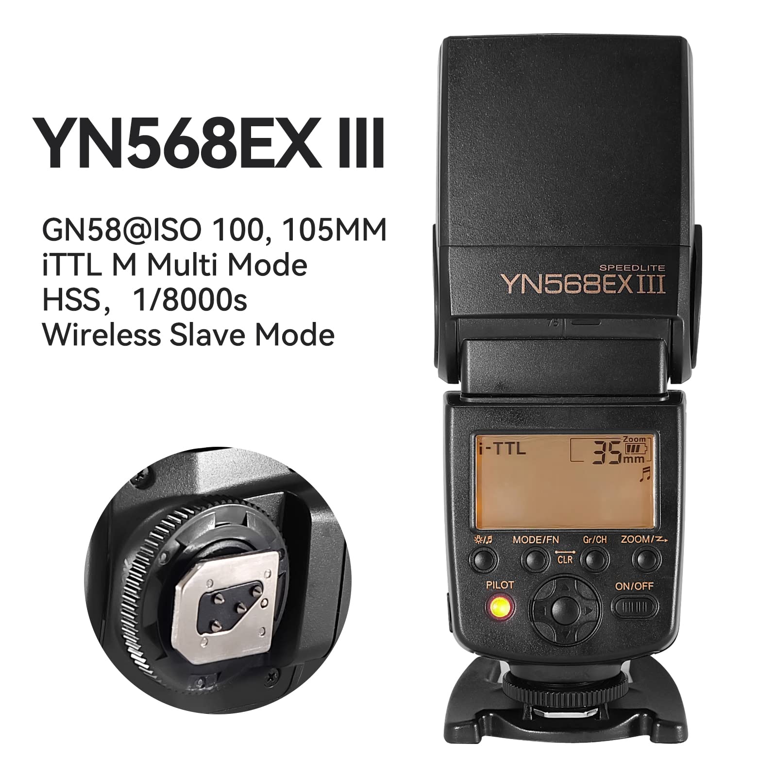 YONGNUO YN568EX III TTL Flash Speedlite for Nikon DSLR Cameras - Wireless Slave with HSS 1/8000, Compatible with D750/D850/D5 | Perfect for Wedding, Portrait & Event Photography