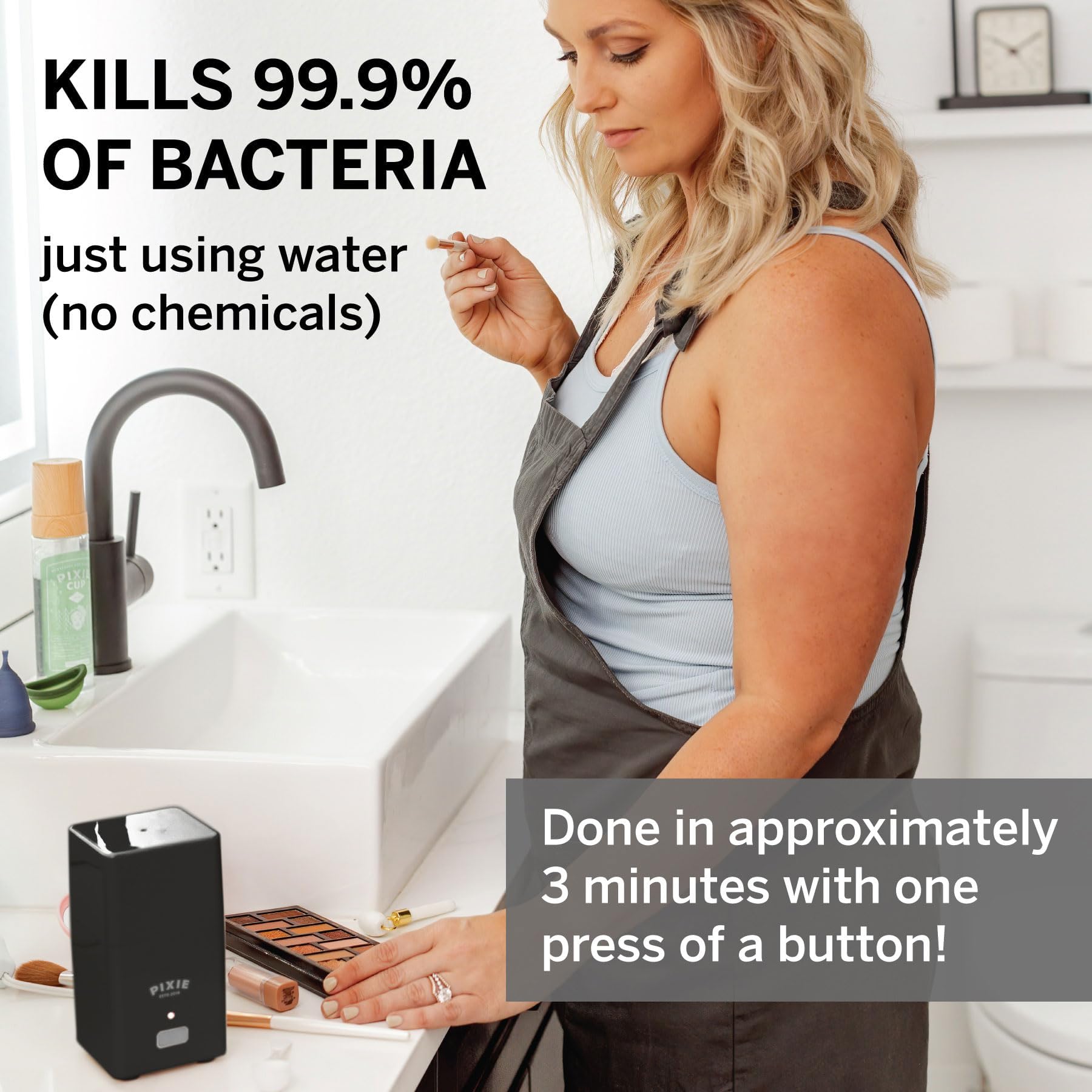 Pixie Menstrual Cup Steamer & Sterilizer - 99.9% Germ Elimination in 3 Minutes | Automatic Timer & Shut-Off | Perfect for Travel, Home & Gym Use | Safe Cleaning for Menstrual Cups & Discs