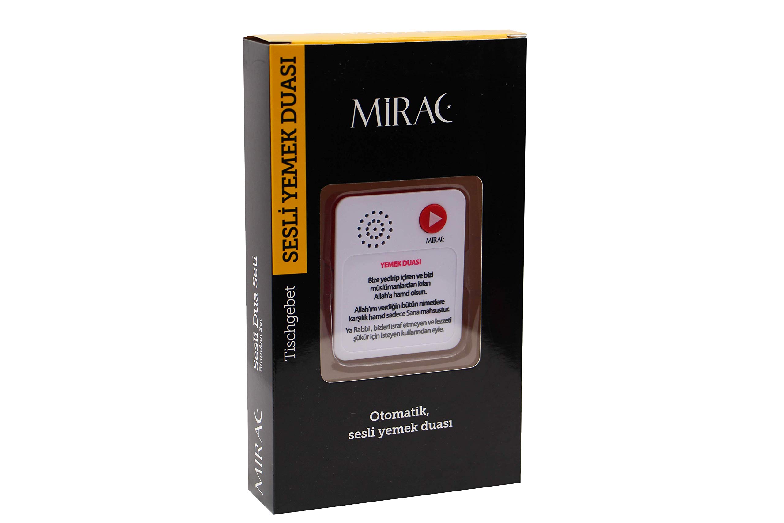 Mirac Islamic Audible Dua Player - Portable Digital Quran Prayer Device with 200+ Duas for After Eating, Meals, Breakfast & Dinner - Islamic Blessing & Gratitude Recitation for Home, Mosque & Travel Use