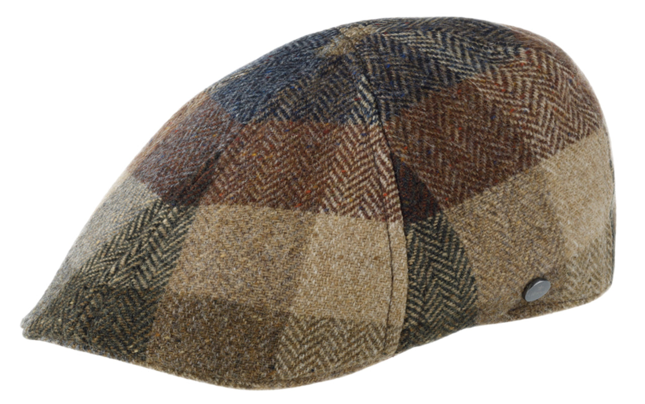Lierys Wool Herringbone Flat Cap - 6 Panel Ivy Style Checkered Hat for Men | Vintage Fashion, Casual & Outdoor Wear