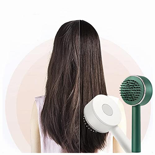 3D Air Cushion Massager Brush - Self Cleaning Hair Brush with Retractable Bristles, Airbag Scalp Massage Comb for All Hair Types, Detangling Anti-Static Hair Styling Tool (Green) - Perfect for Daily Hair Care, Salon Styling & Travel Use