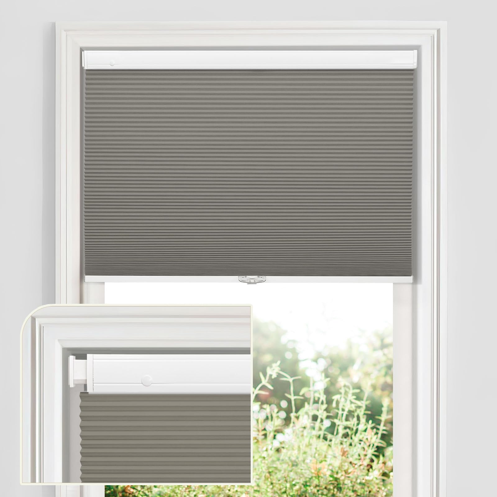 MiLin Cordless Cellular Shades - No Tools No Drill Window Blinds, Blackout Magnetic Door Blinds for Indoor Windows (37.5