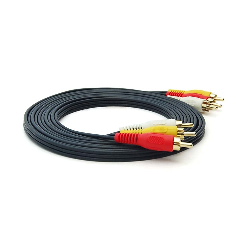 PCCONNECT 3 RCA Male to 3 RCA Male Audio Video Cable - 25ft High-Quality AV Cable for Home Theater, Gaming & Entertainment Systems - Perfect for TVs, DVD Players, Soundbars & More